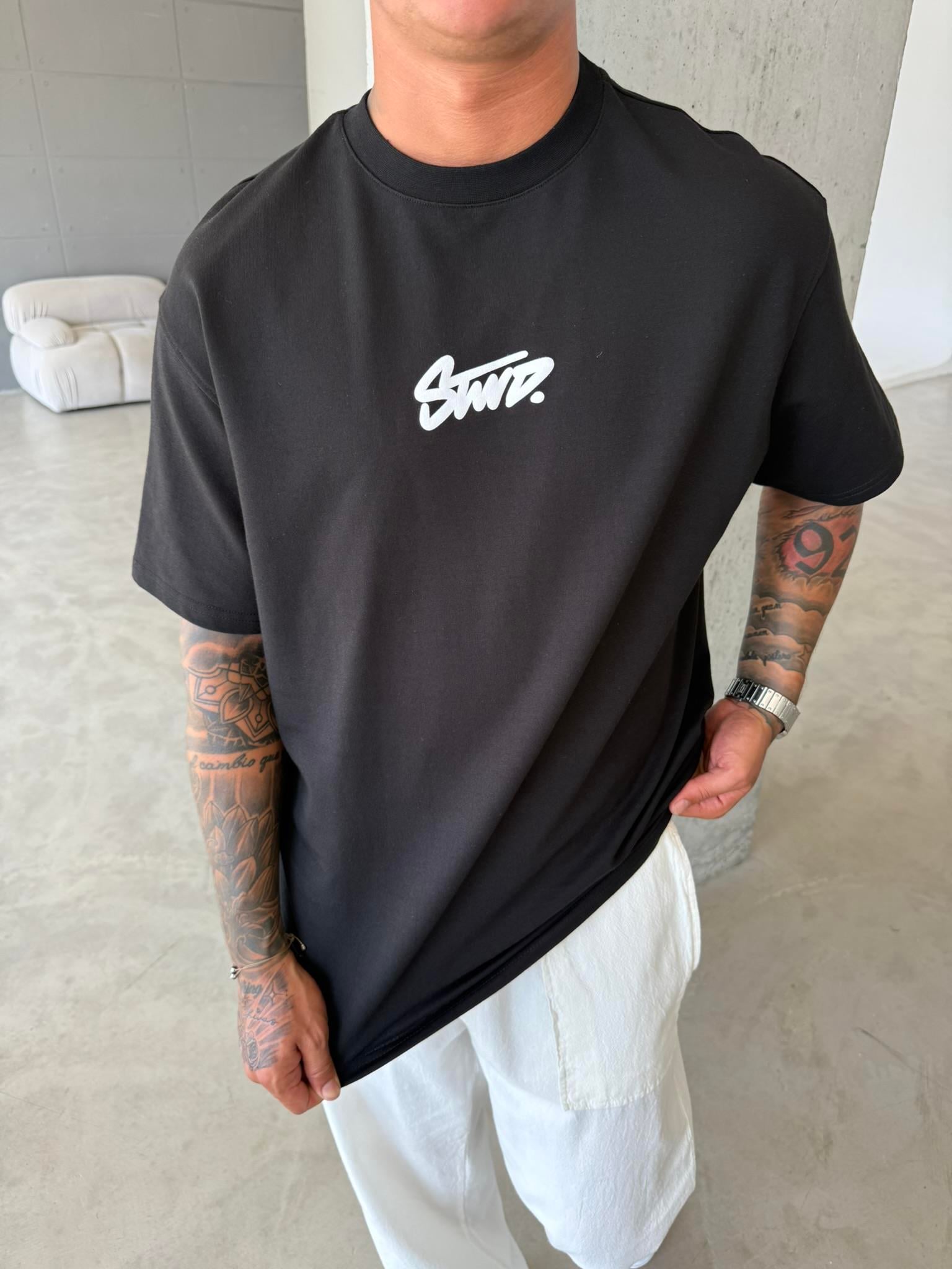 Sırt Baskılı Stwd T-Shirt -  Siyah