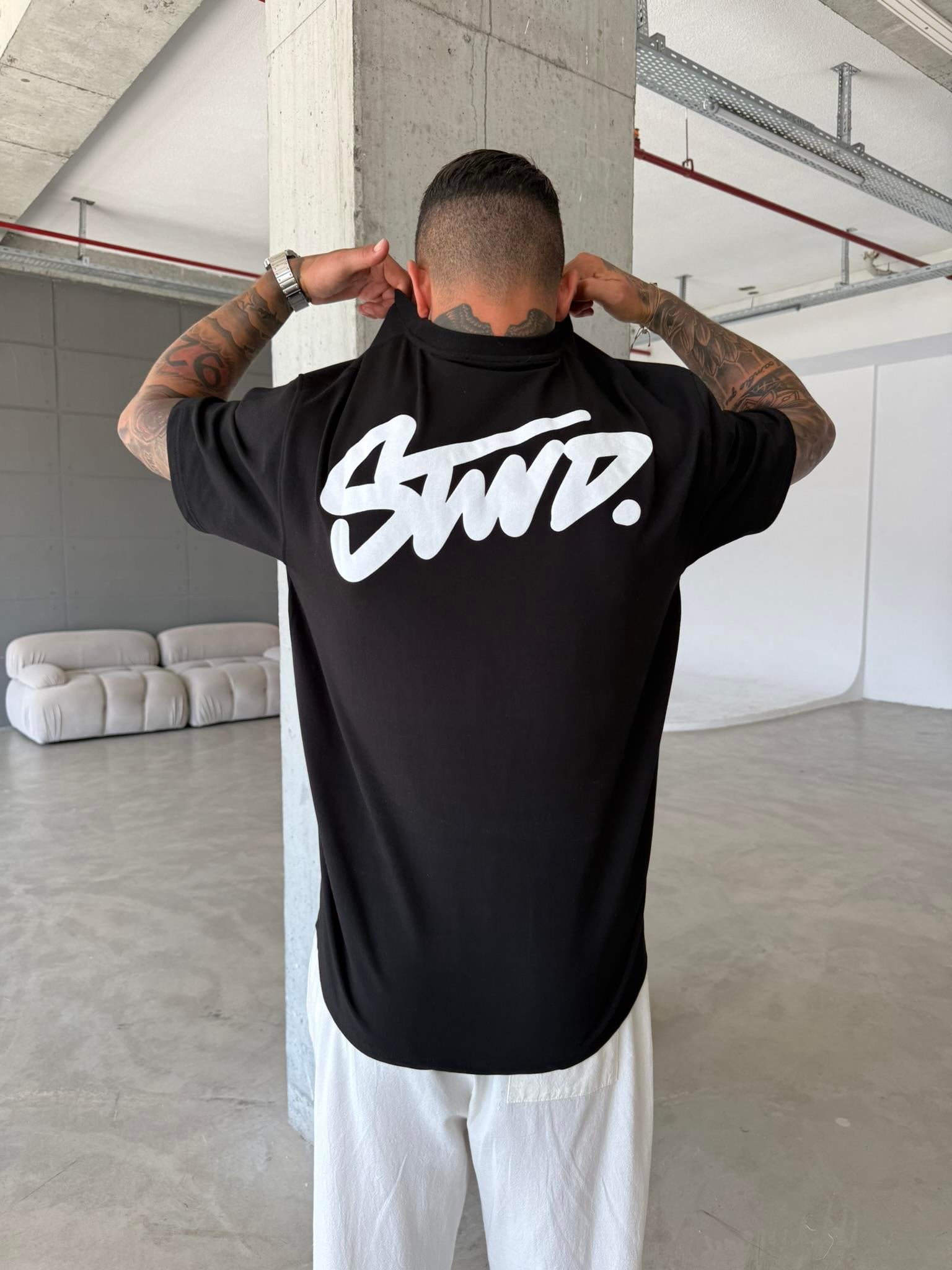 Sırt Baskılı Stwd T-Shirt -  Siyah