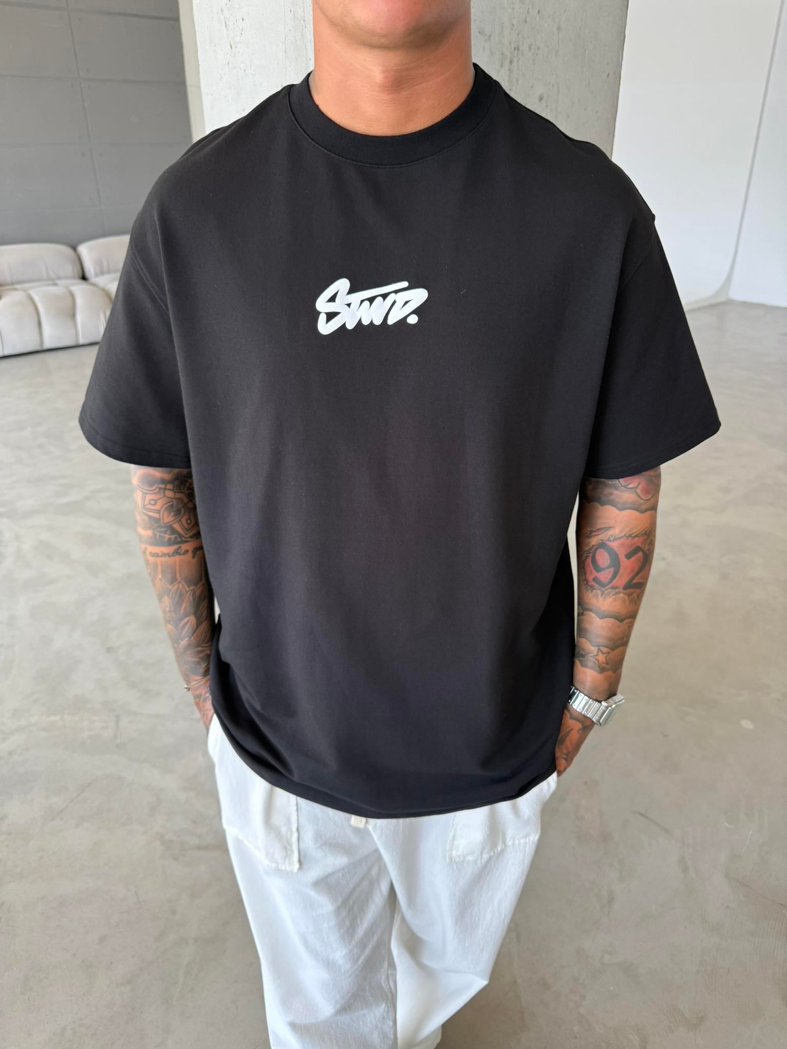 Sırt Baskılı Stwd T-Shirt -  Siyah