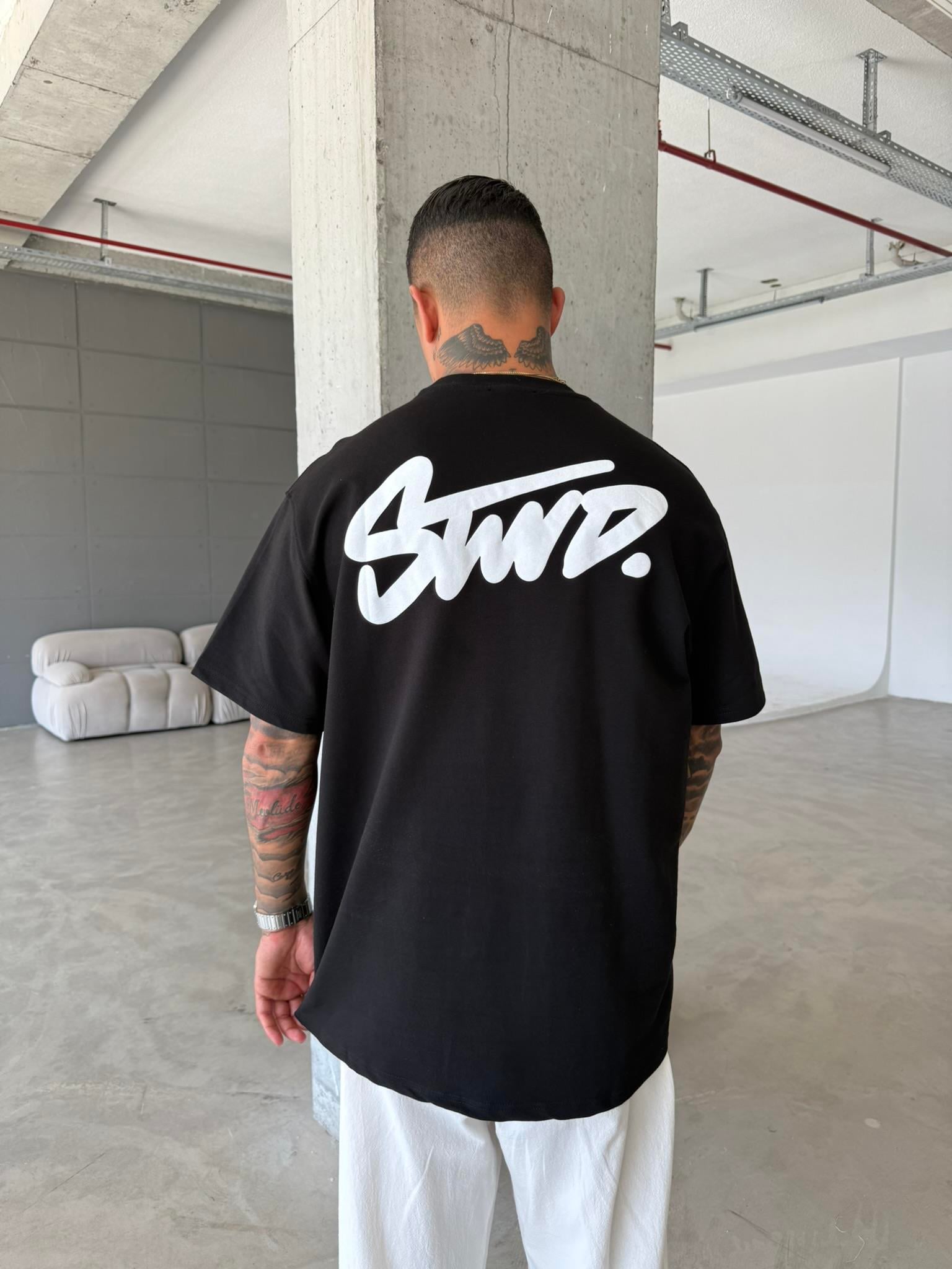 Sırt Baskılı Stwd T-Shirt -  Siyah