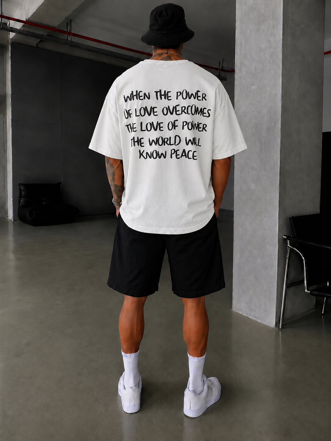 Sırt Nakış Detaylı When The Power T-Shirt- Beyaz