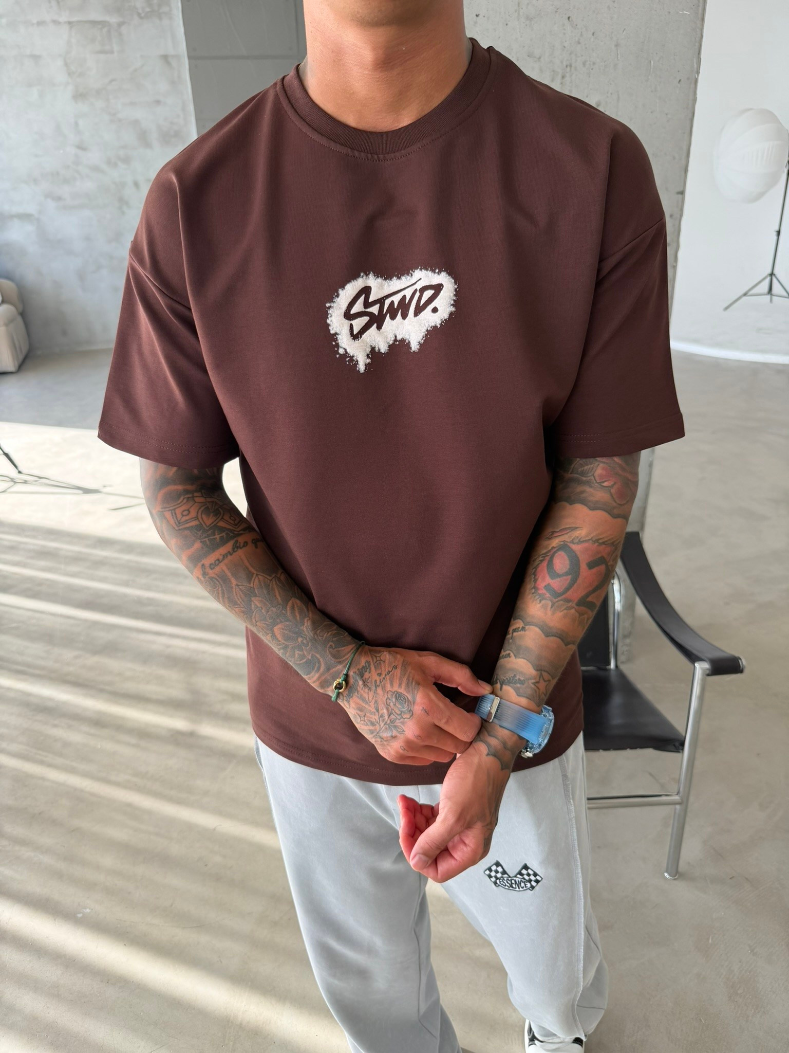 Smoke Signature Oversize T-Shirt - Kahve
