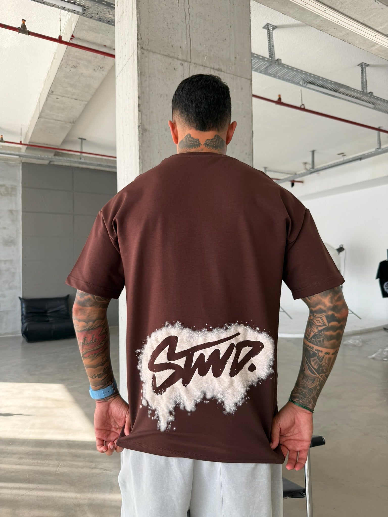 Smoke Signature Oversize T-Shirt - Kahve