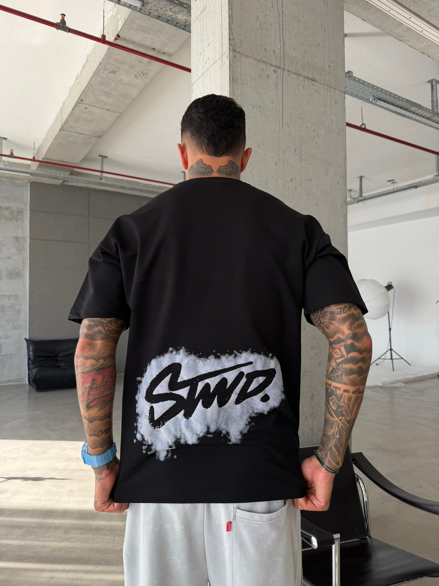 Smoke Signature Oversize T-Shirt - Siyah