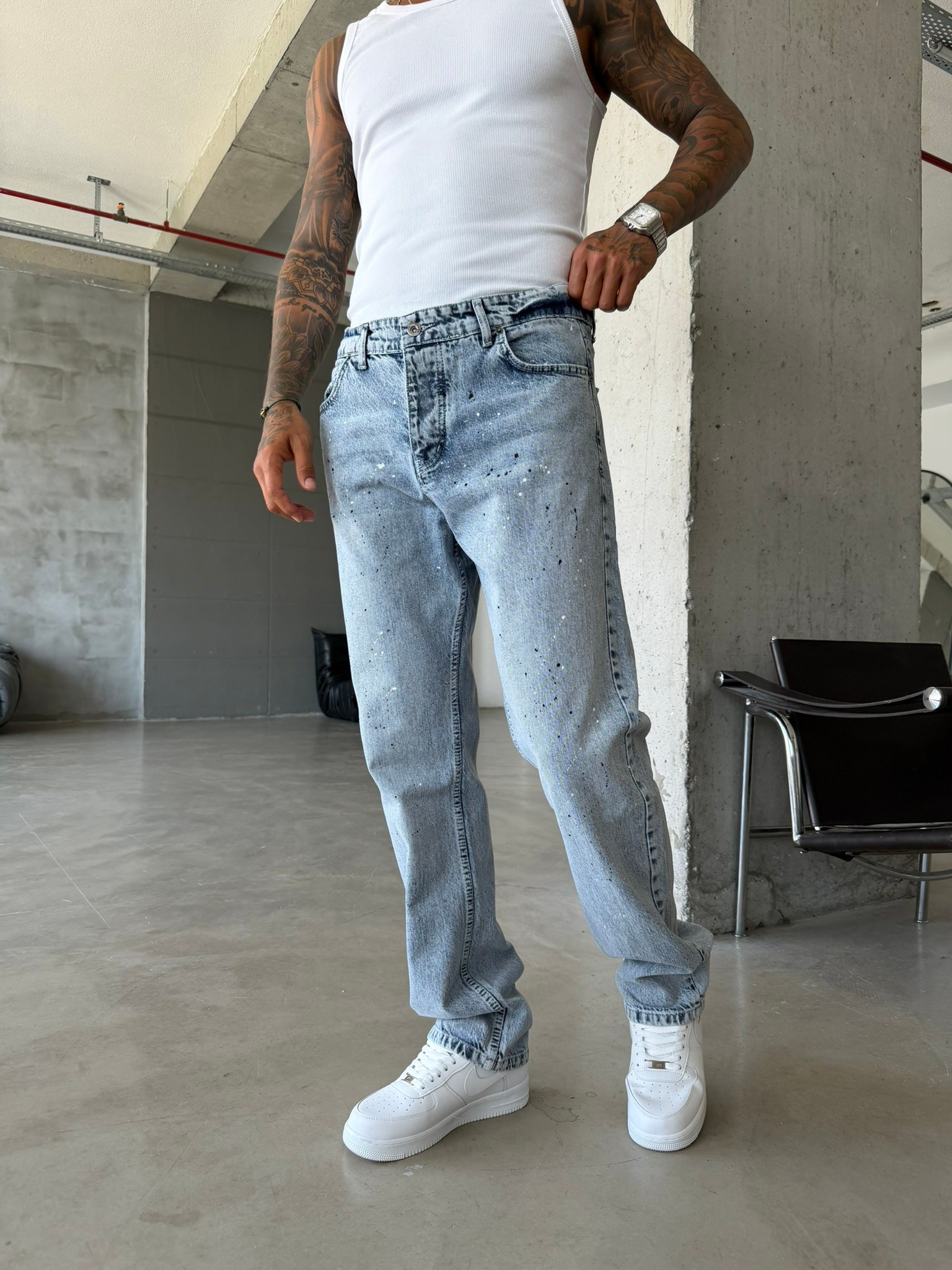 Sprey Detaylı Premium Baggy Pantolon