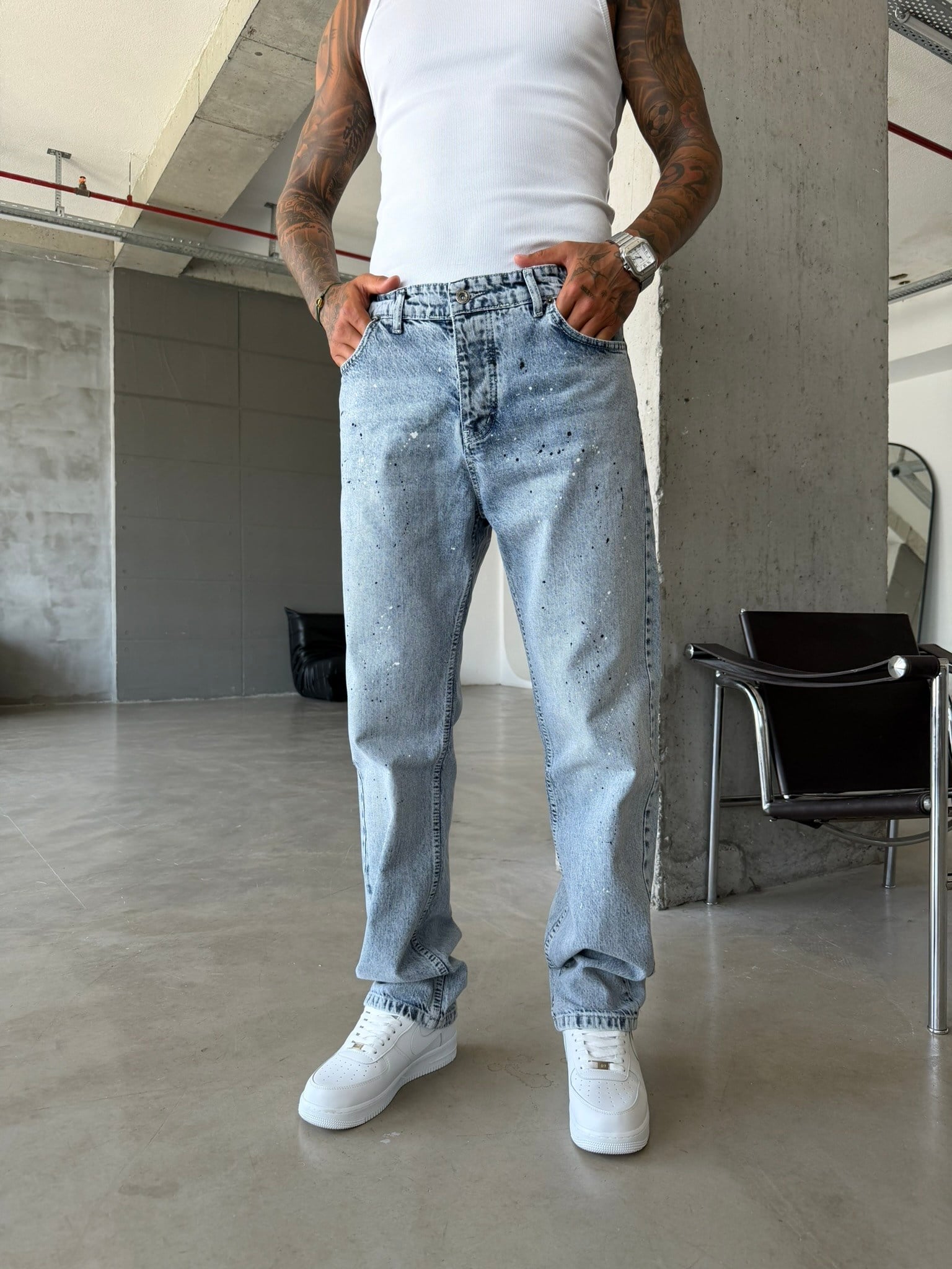 Sprey Detaylı Premium Baggy Pantolon