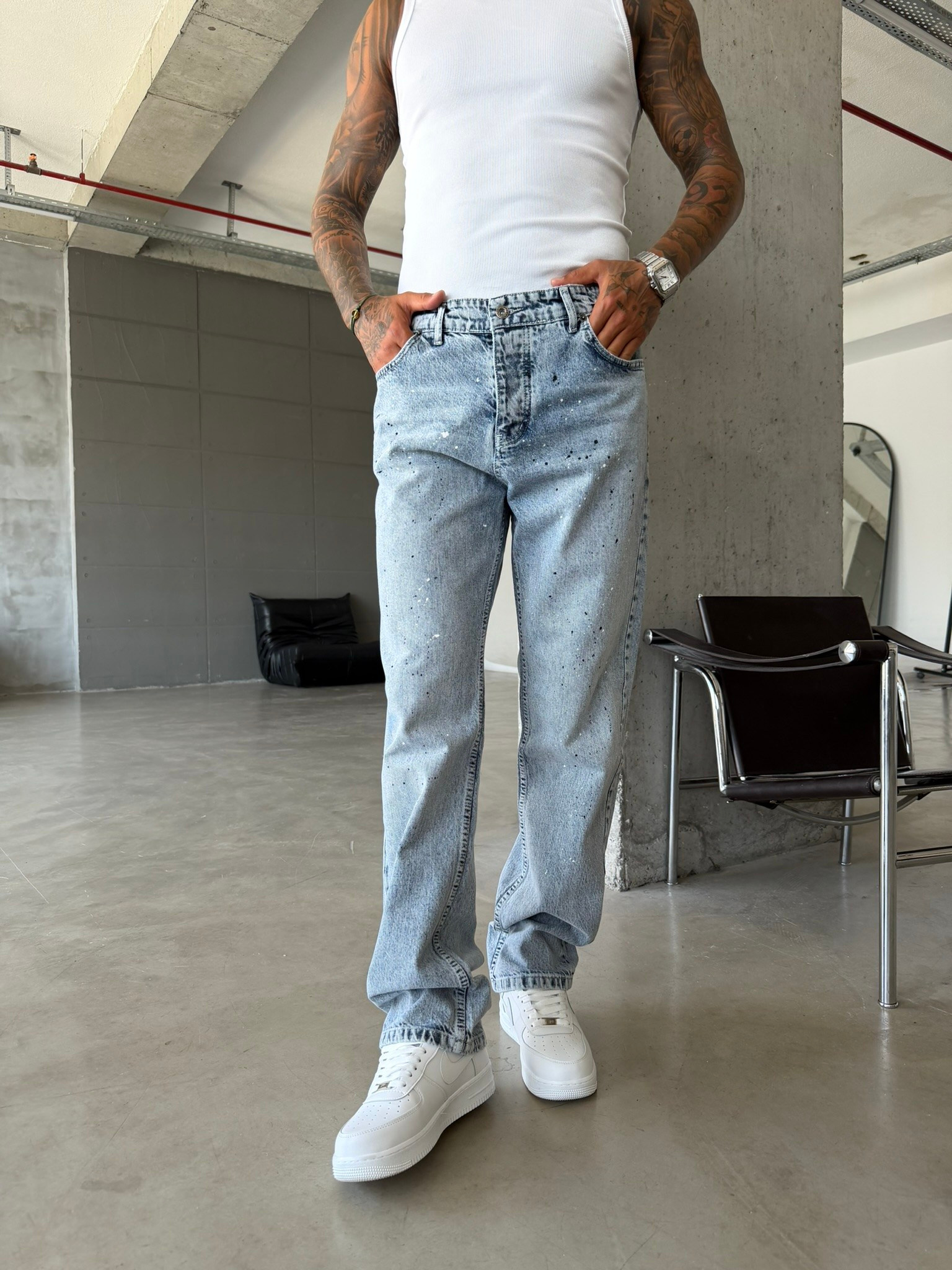 Sprey Detaylı Premium Baggy Pantolon