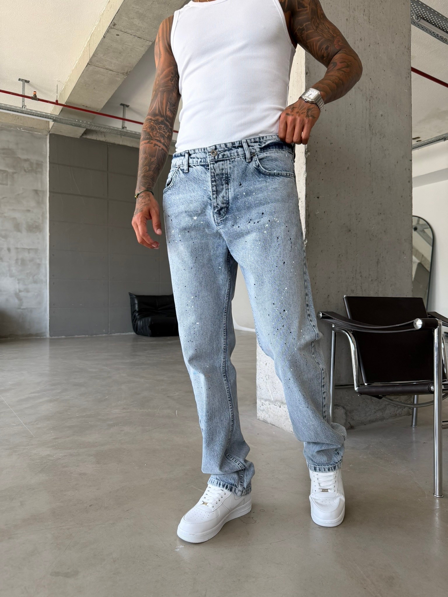 Sprey Detaylı Premium Baggy Pantolon