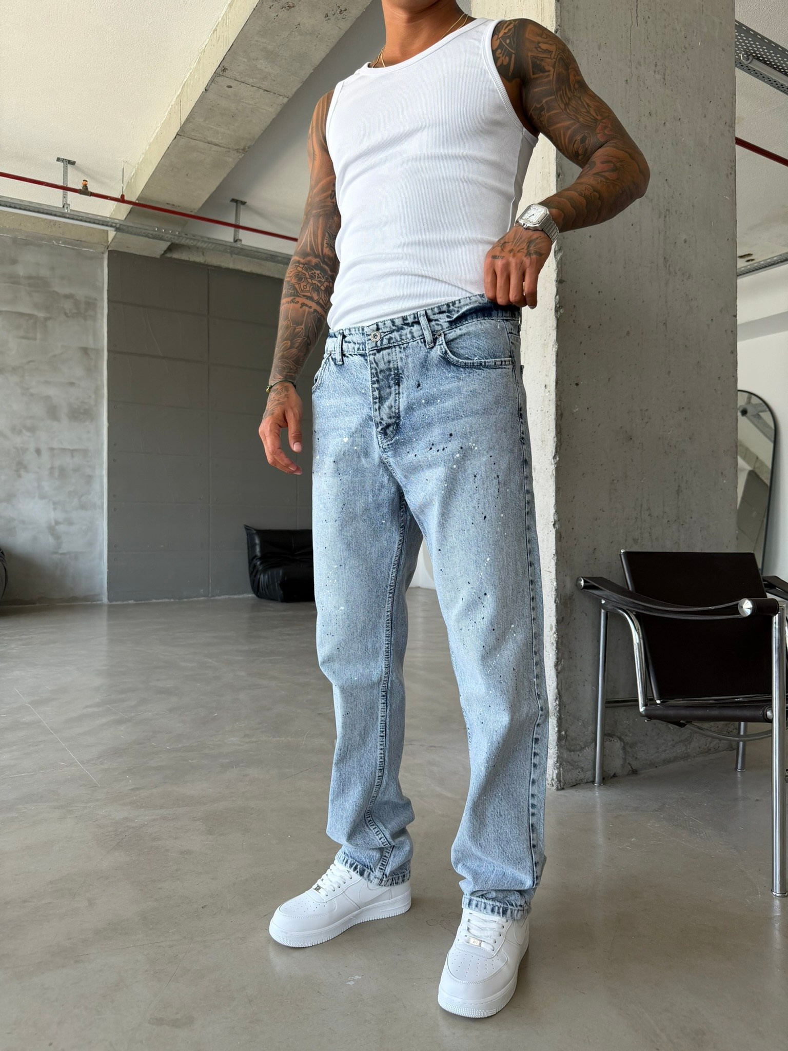 Sprey Detaylı Premium Baggy Pantolon