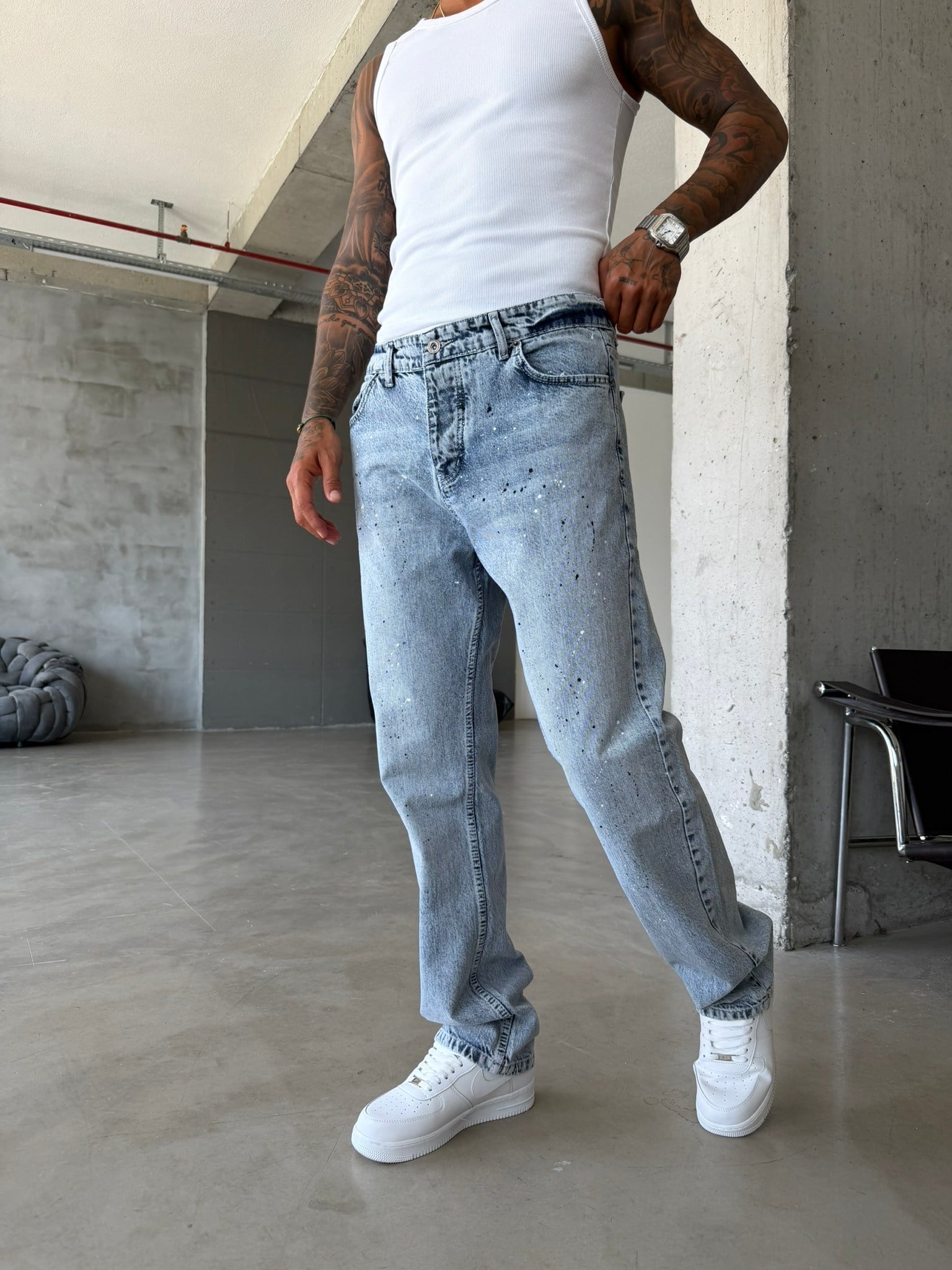 Sprey Detaylı Premium Baggy Pantolon