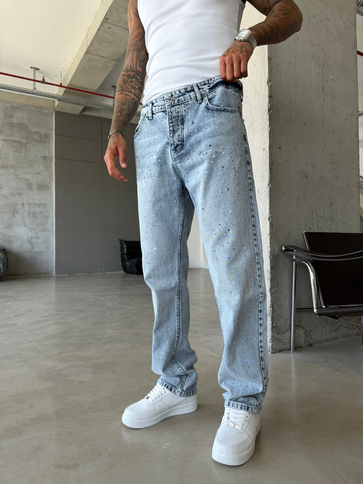 Sprey Detaylı Premium Baggy Pantolon