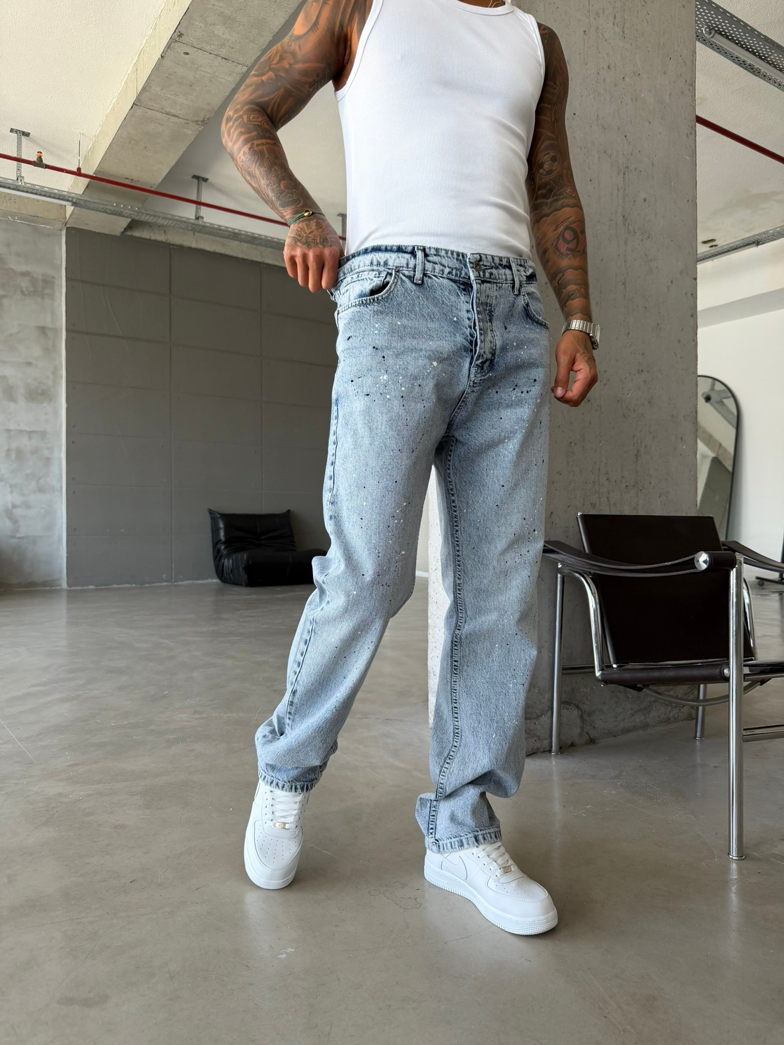 Sprey Detaylı Premium Baggy Pantolon