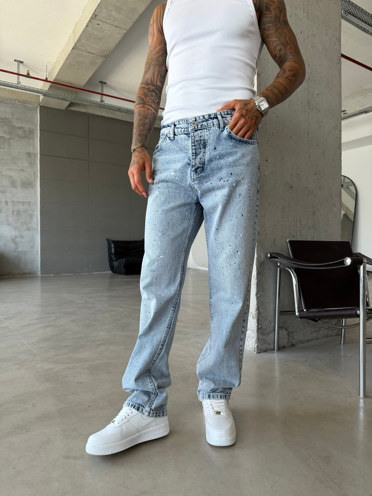 Sprey Detaylı Premium Baggy Pantolon