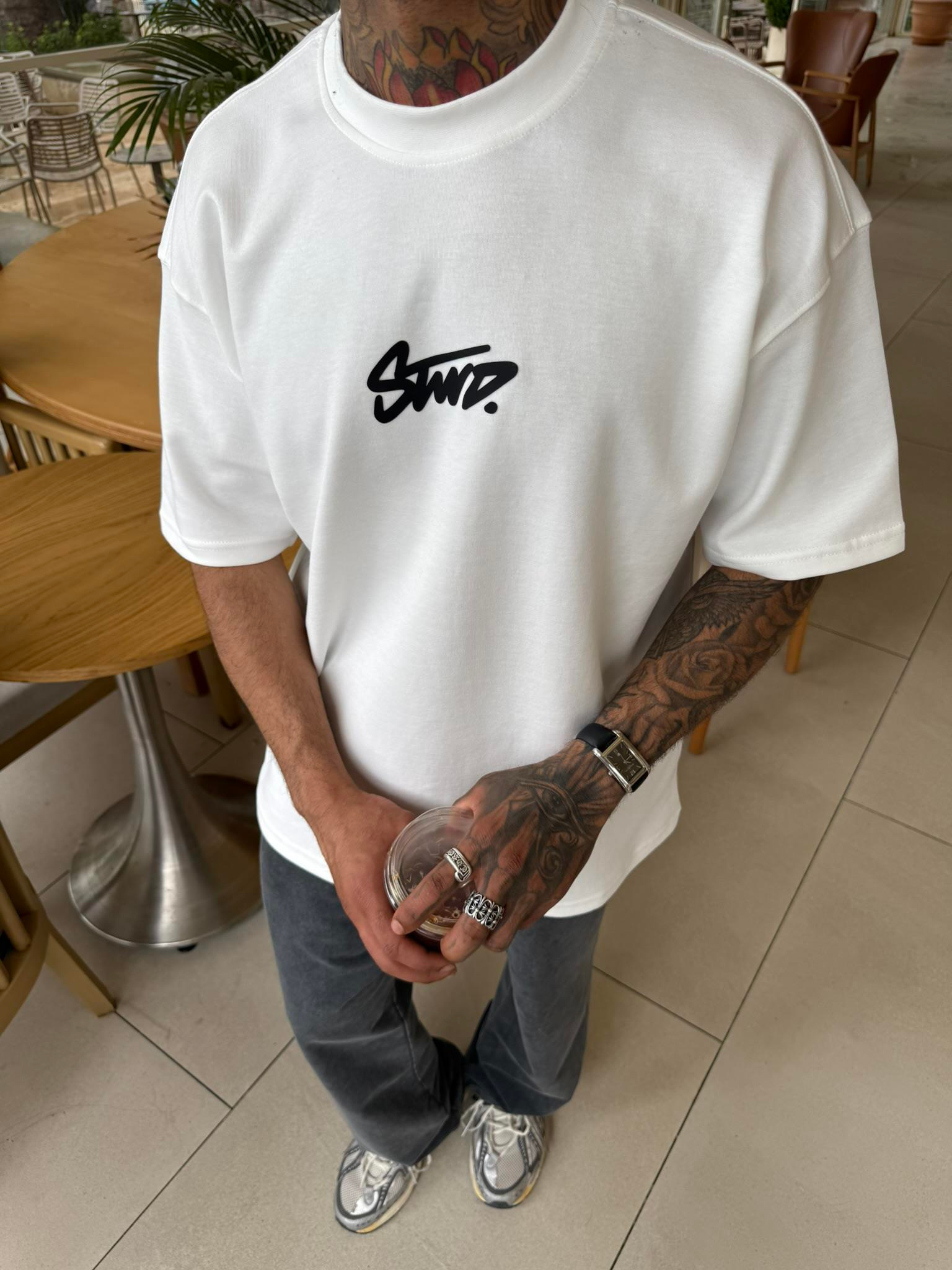 Stwd Basic Enjeksiyon Baskı T-Shirt - Beyaz