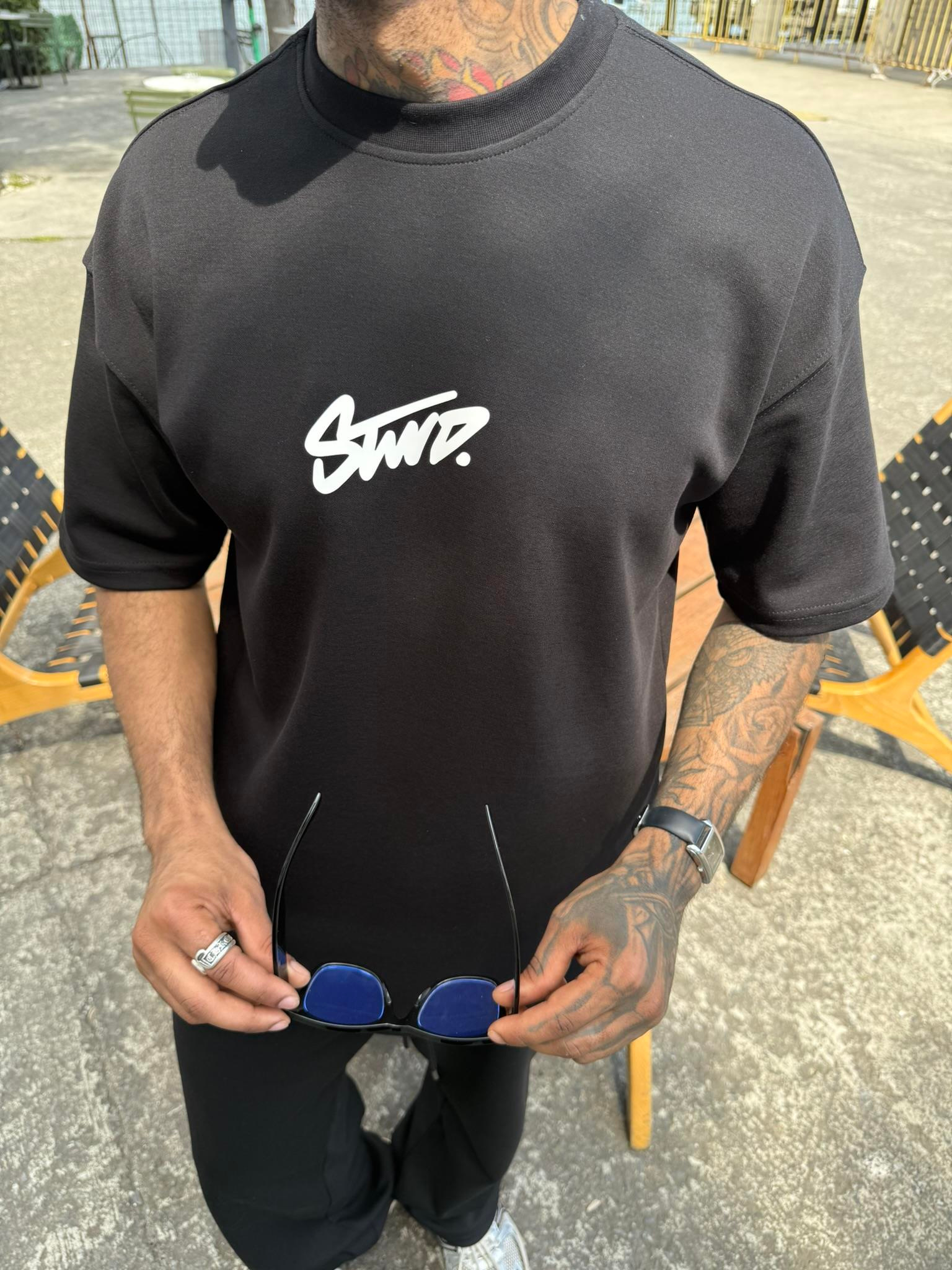 Stwd Basic Enjeksiyon Baskı T-Shirt - Siyah