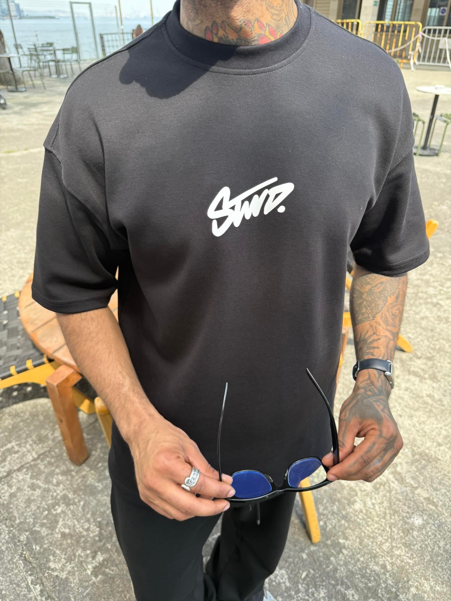 Stwd Basic Enjeksiyon Baskı T-Shirt - Siyah