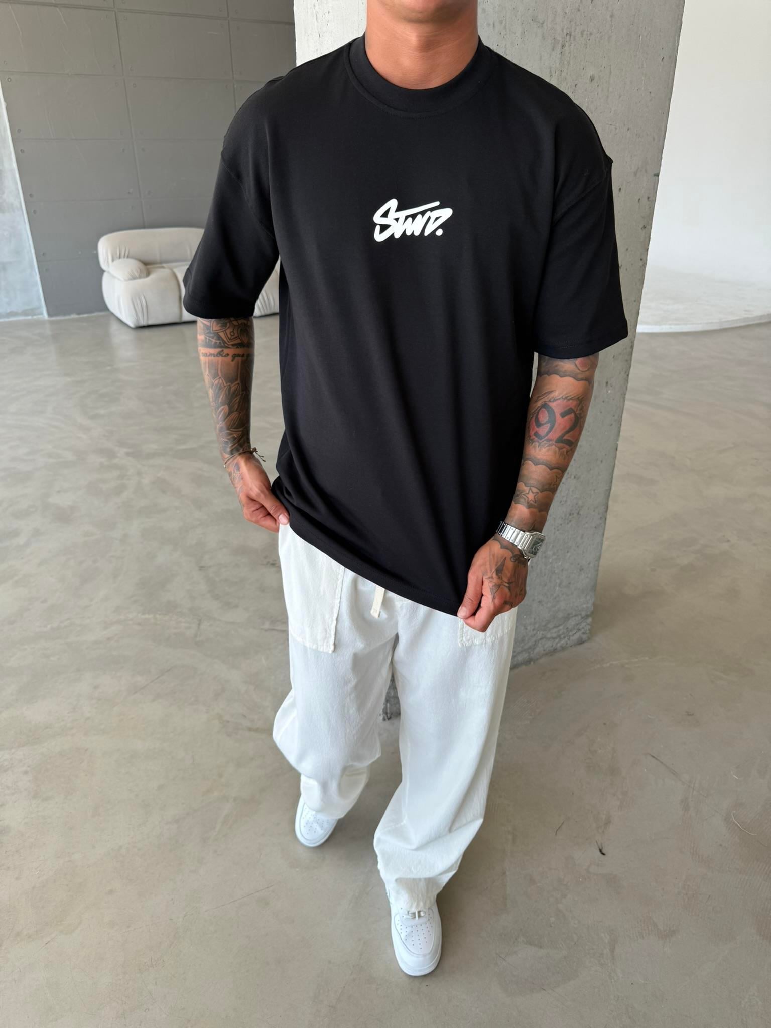 Stwd Basic Enjeksiyon Baskı T-Shirt - Siyah