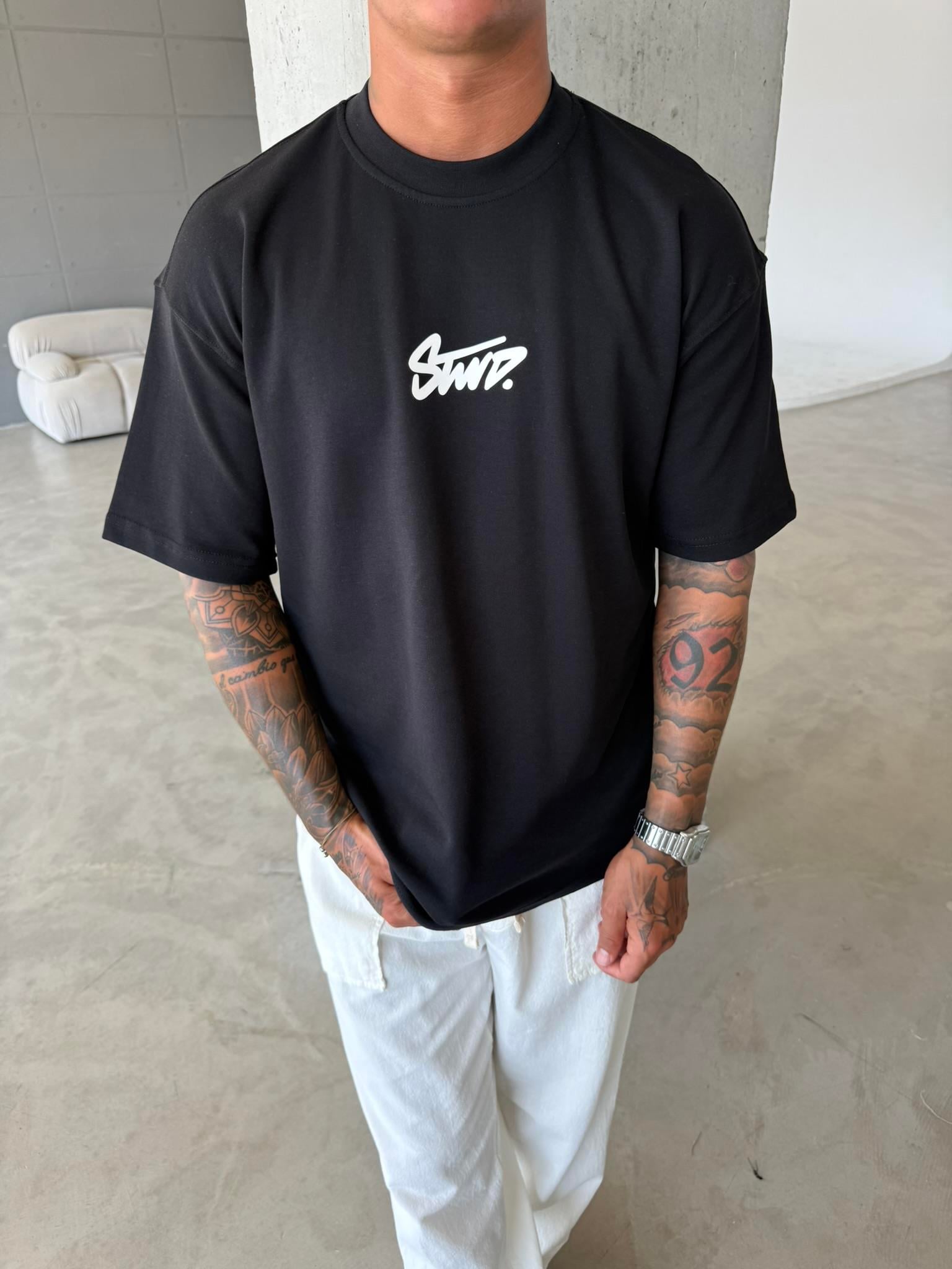 Stwd Basic Enjeksiyon Baskı T-Shirt - Siyah