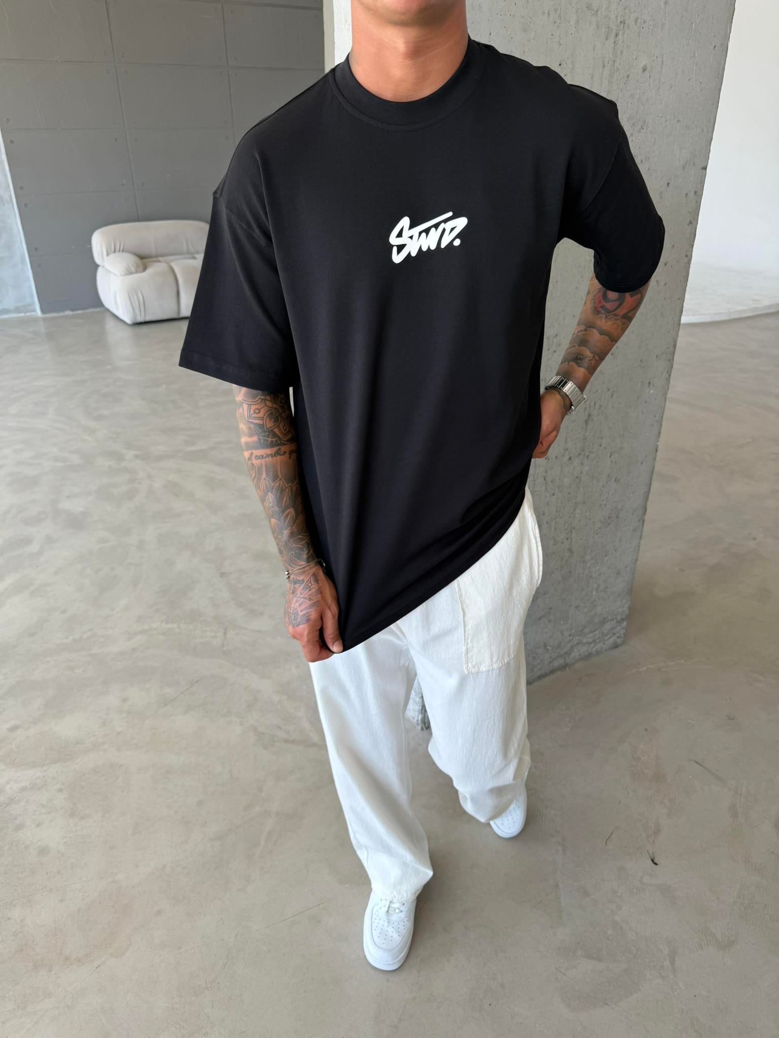 Stwd Basic Enjeksiyon Baskı T-Shirt - Siyah