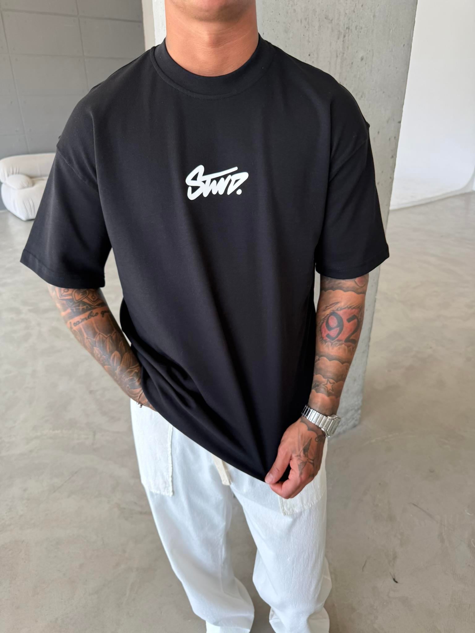 Stwd Basic Enjeksiyon Baskı T-Shirt - Siyah