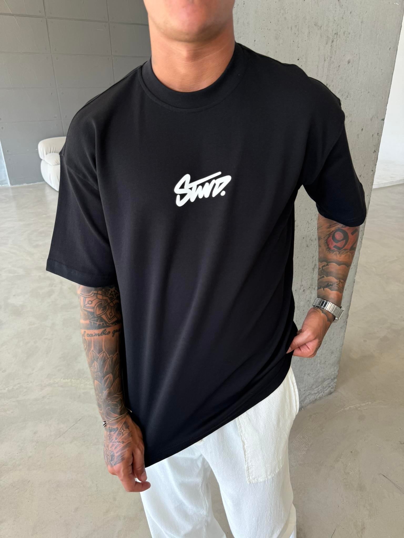 Stwd Basic Enjeksiyon Baskı T-Shirt - Siyah