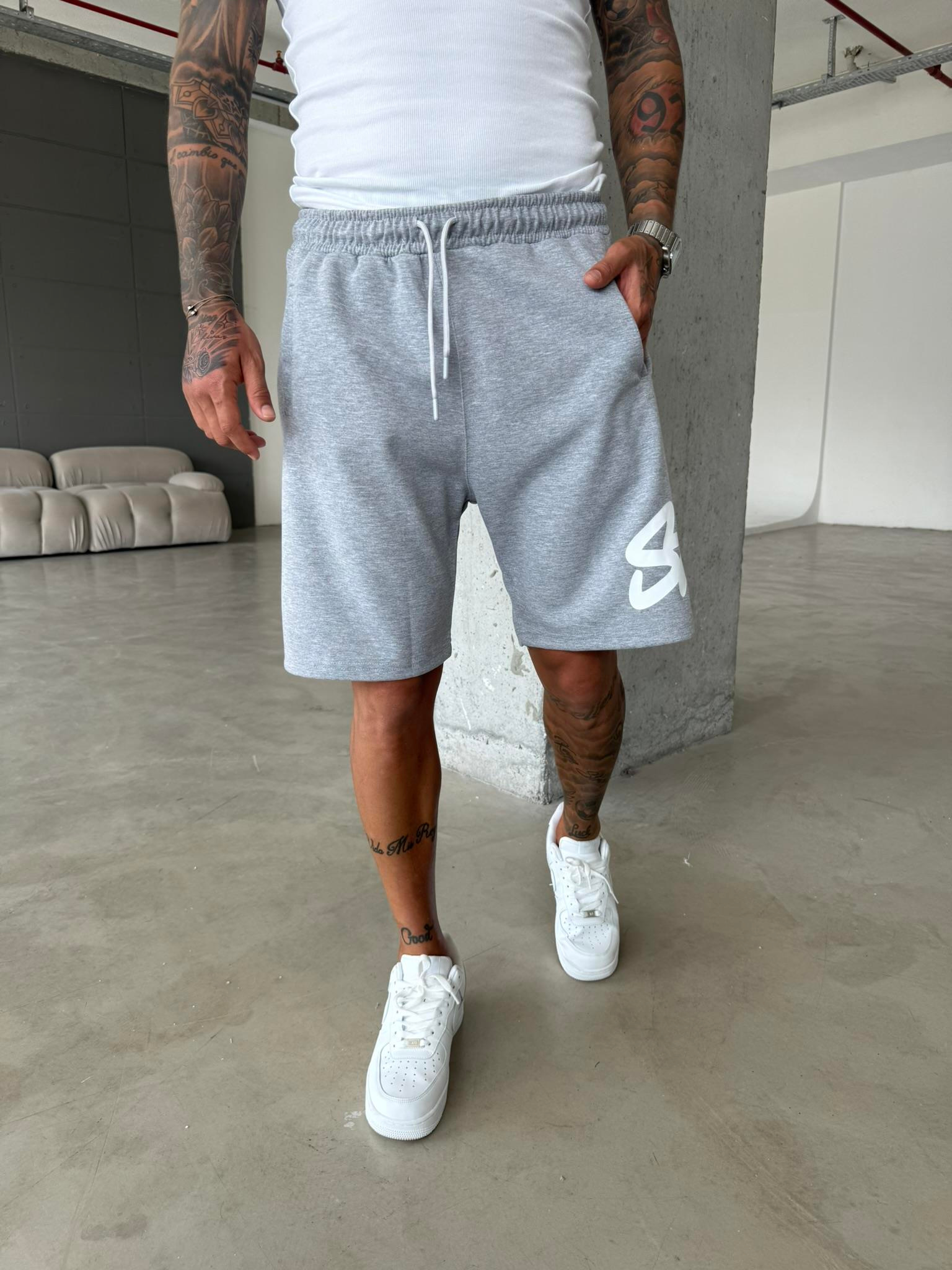 Stwd Büyük Baskı Şort - Gri