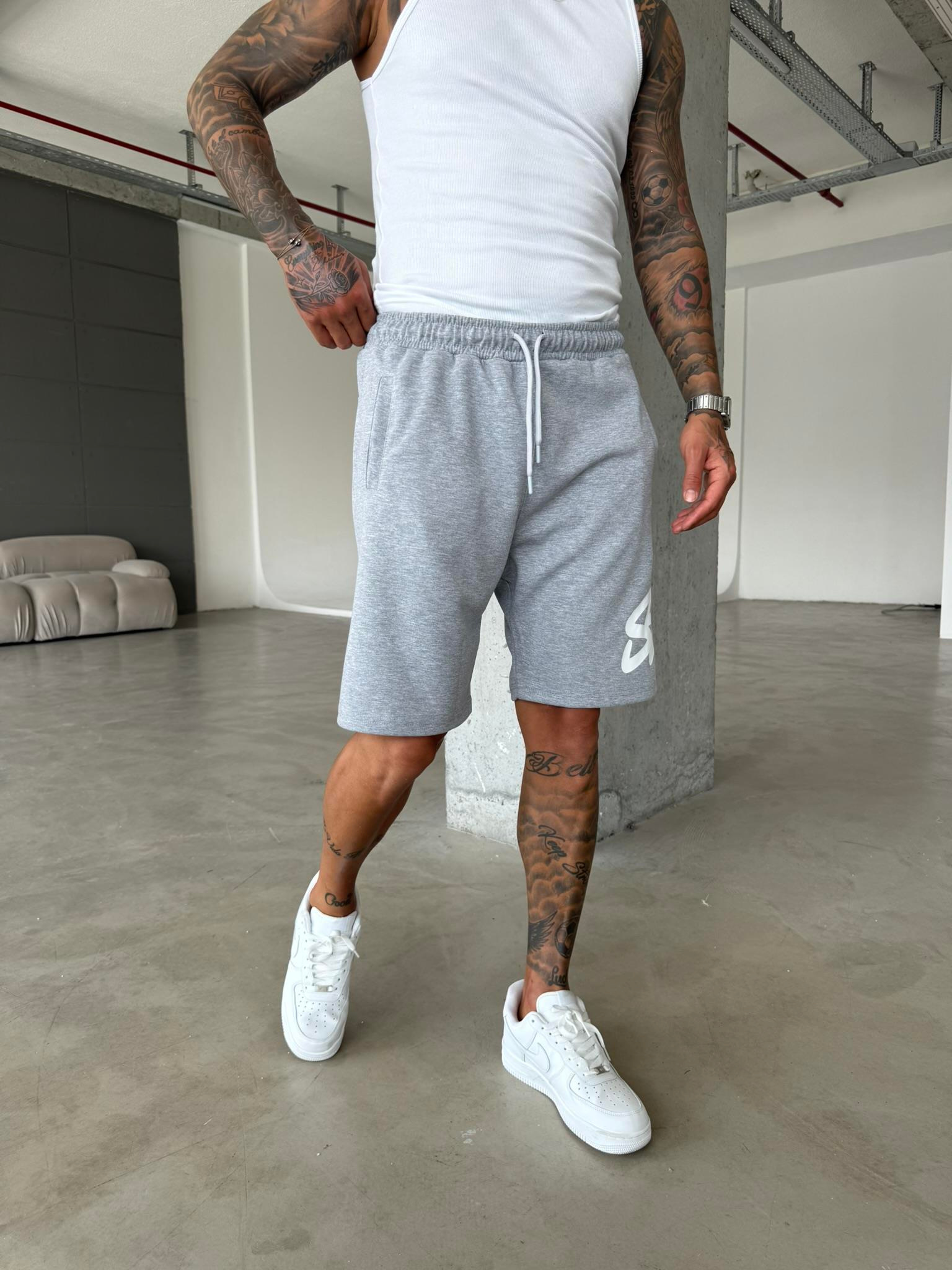 Stwd Büyük Baskı Şort - Gri