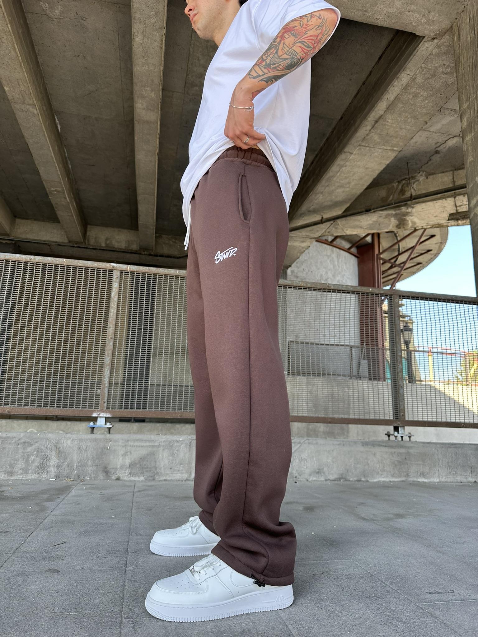 Stwd Nakışlı Stoper Paça Lastikli Eşofman Altı -Kahve