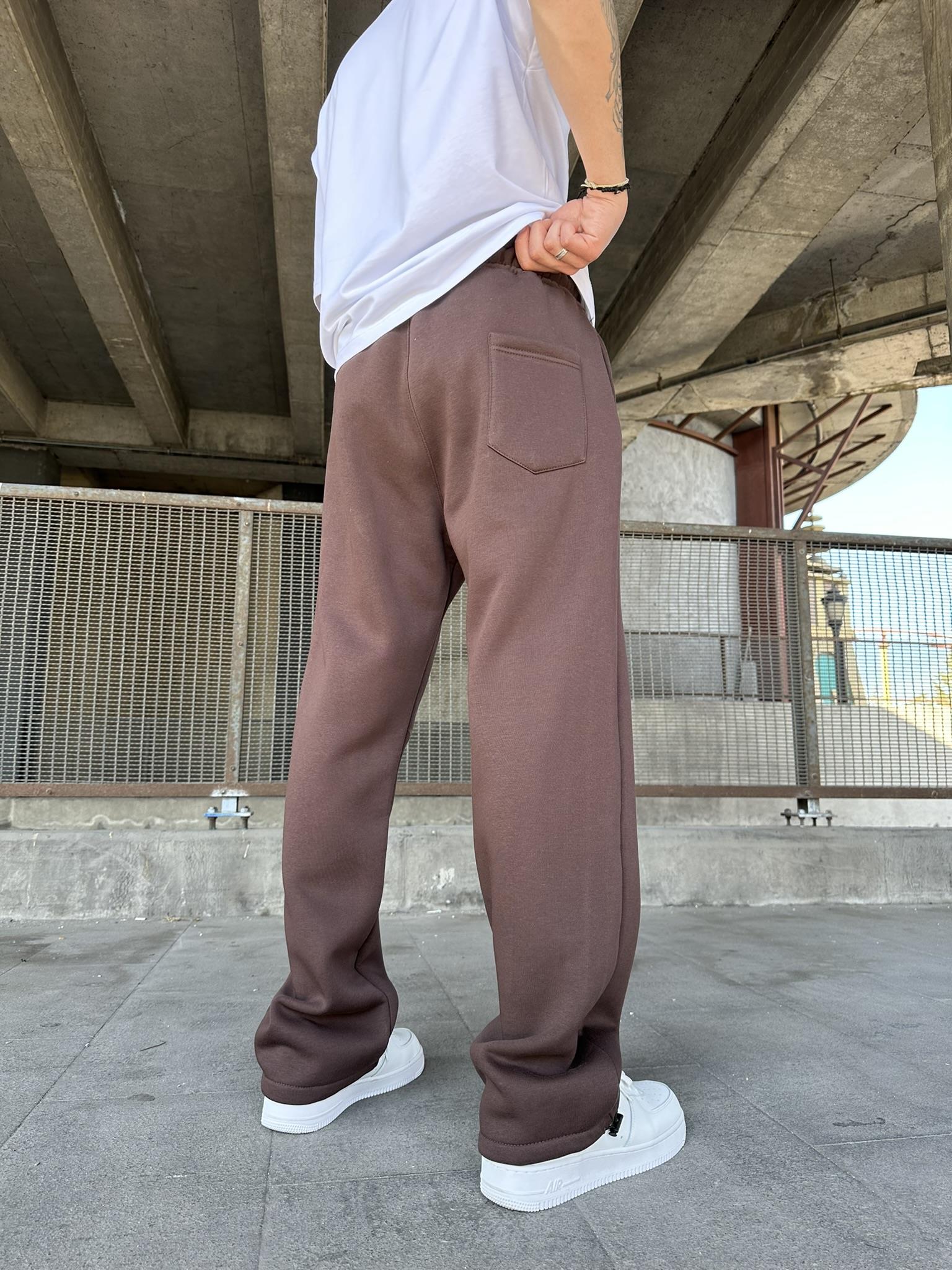 Stwd Nakışlı Stoper Paça Lastikli Eşofman Altı -Kahve