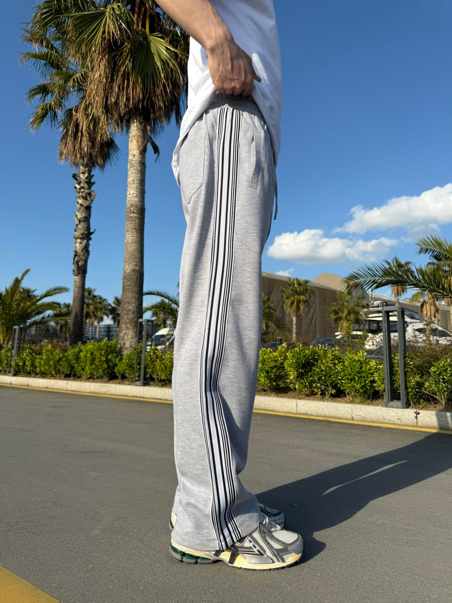 Stwd Şeritli Baggy Eşofman Altı - Gri