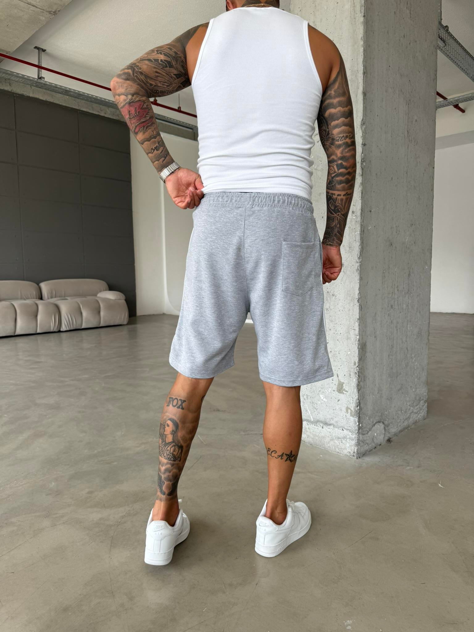 Stwd Şeritli Şort - Gri