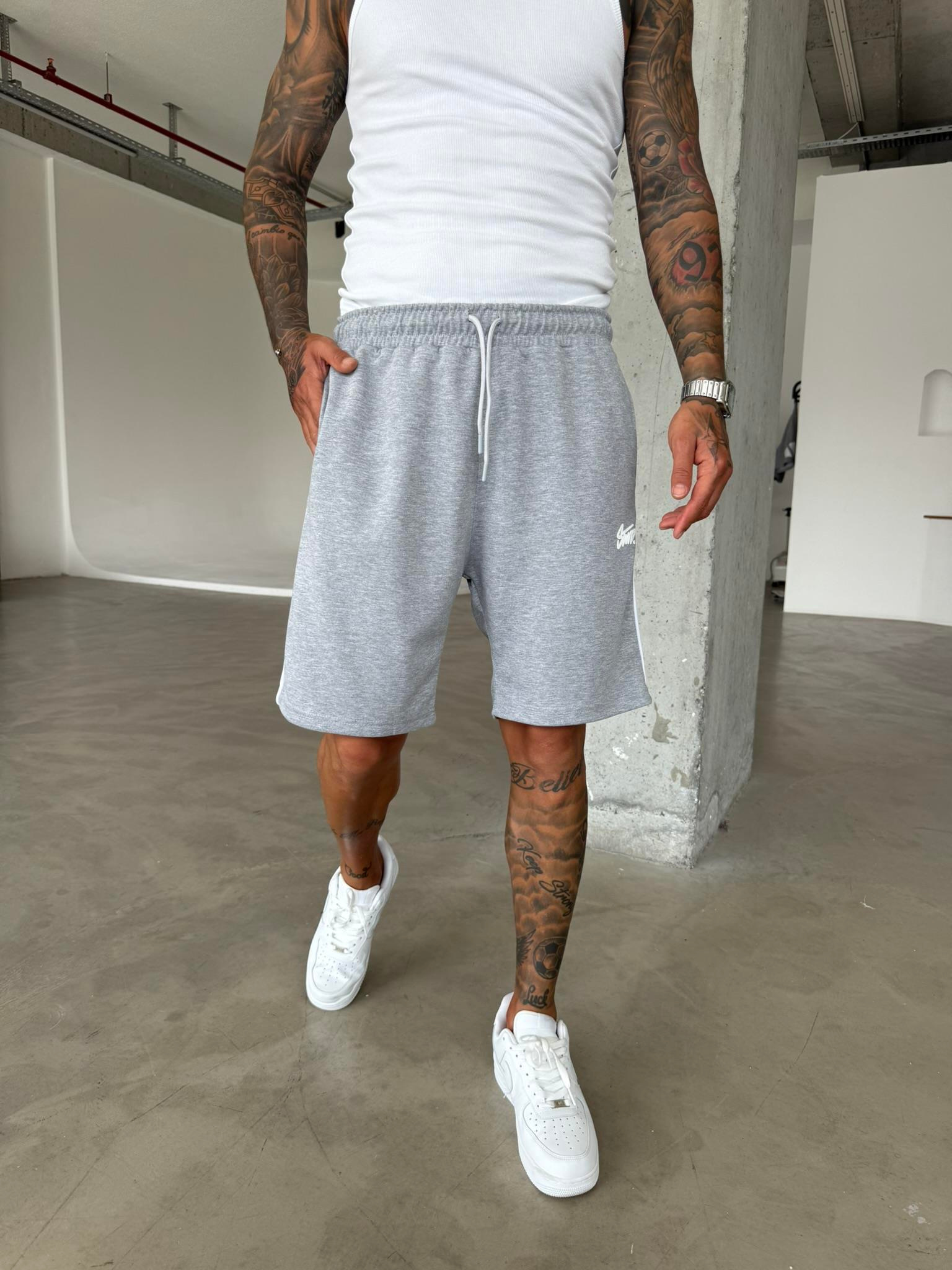 Stwd Şeritli Şort - Gri