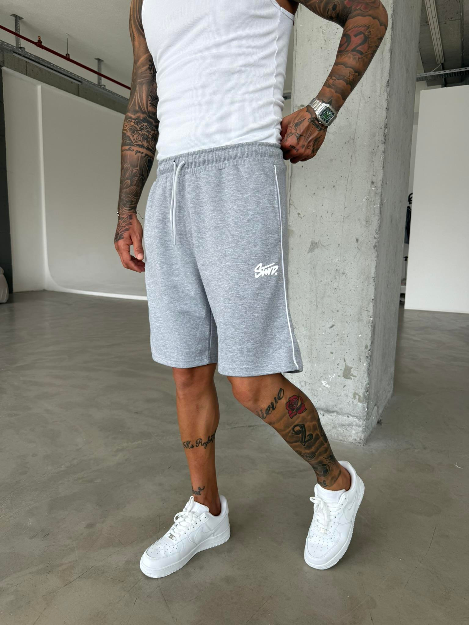 Stwd Şeritli Şort - Gri