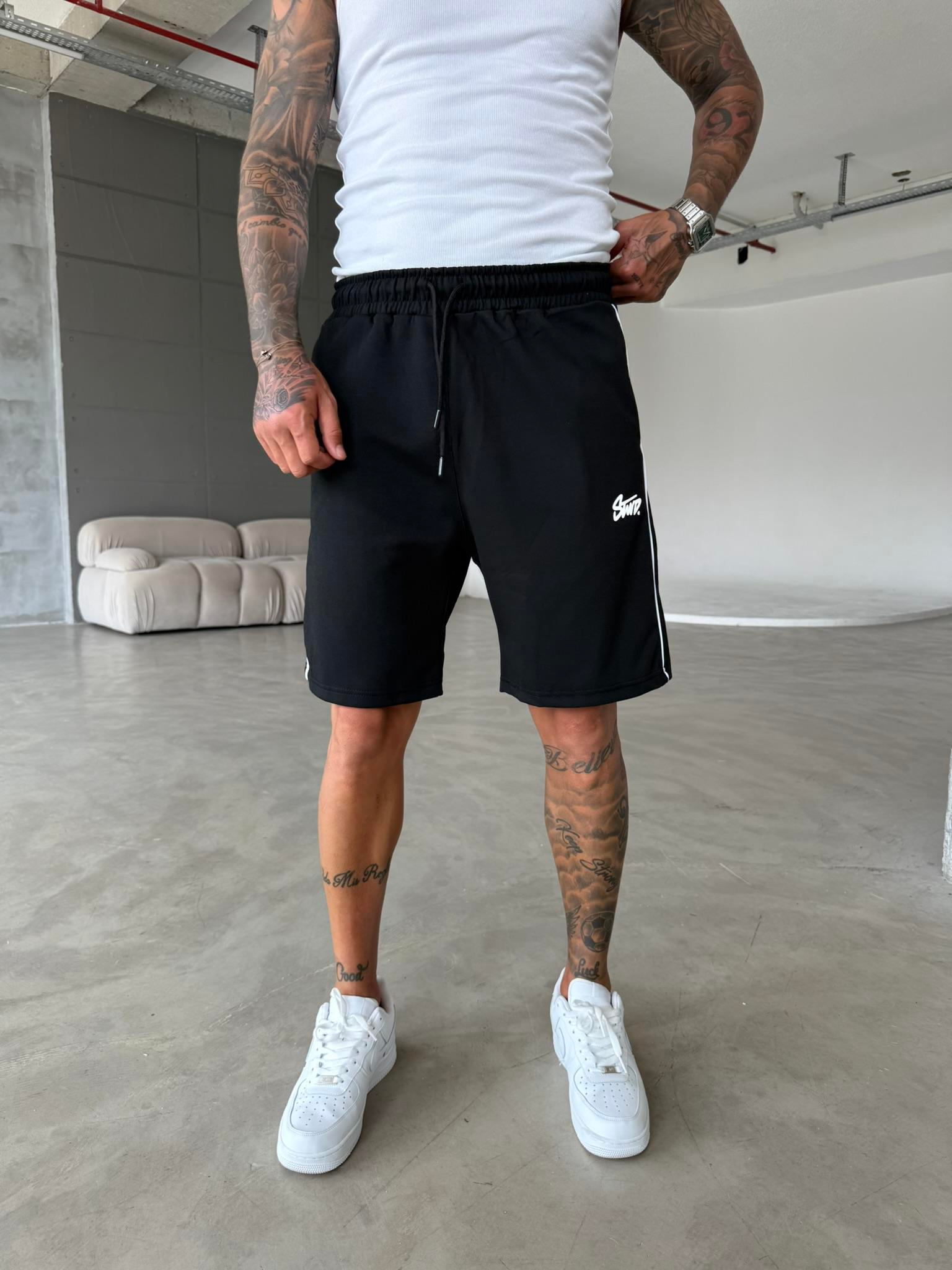 Stwd Şeritli Şort - Siyah