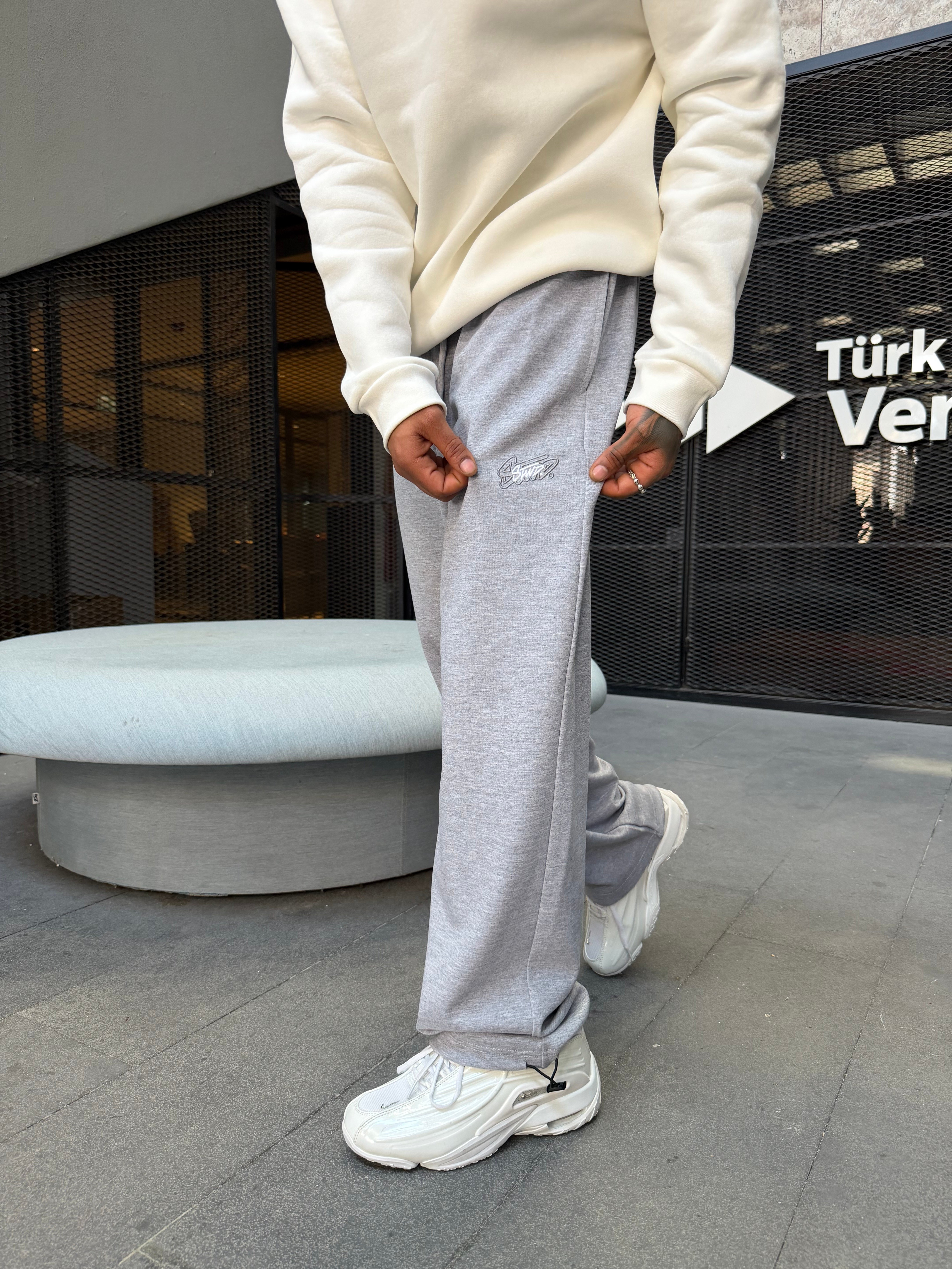 SW Basic Cift Nakış Baggy Eşofman - Gri