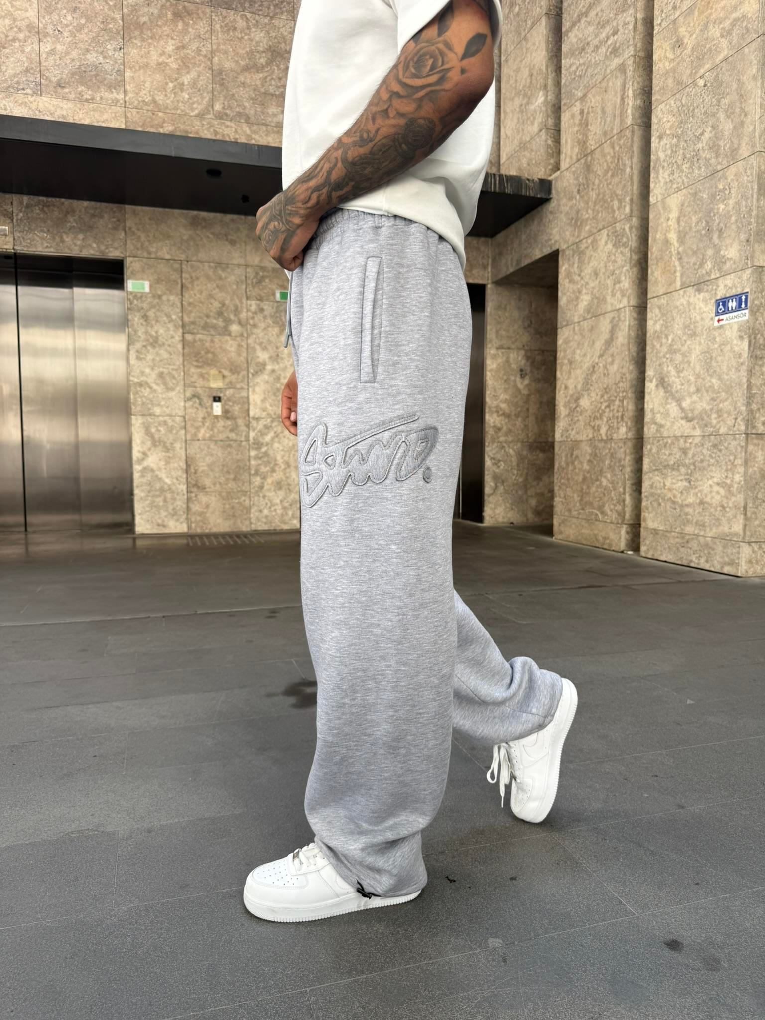 SW Kabartma Yazı Eşofman - Gri