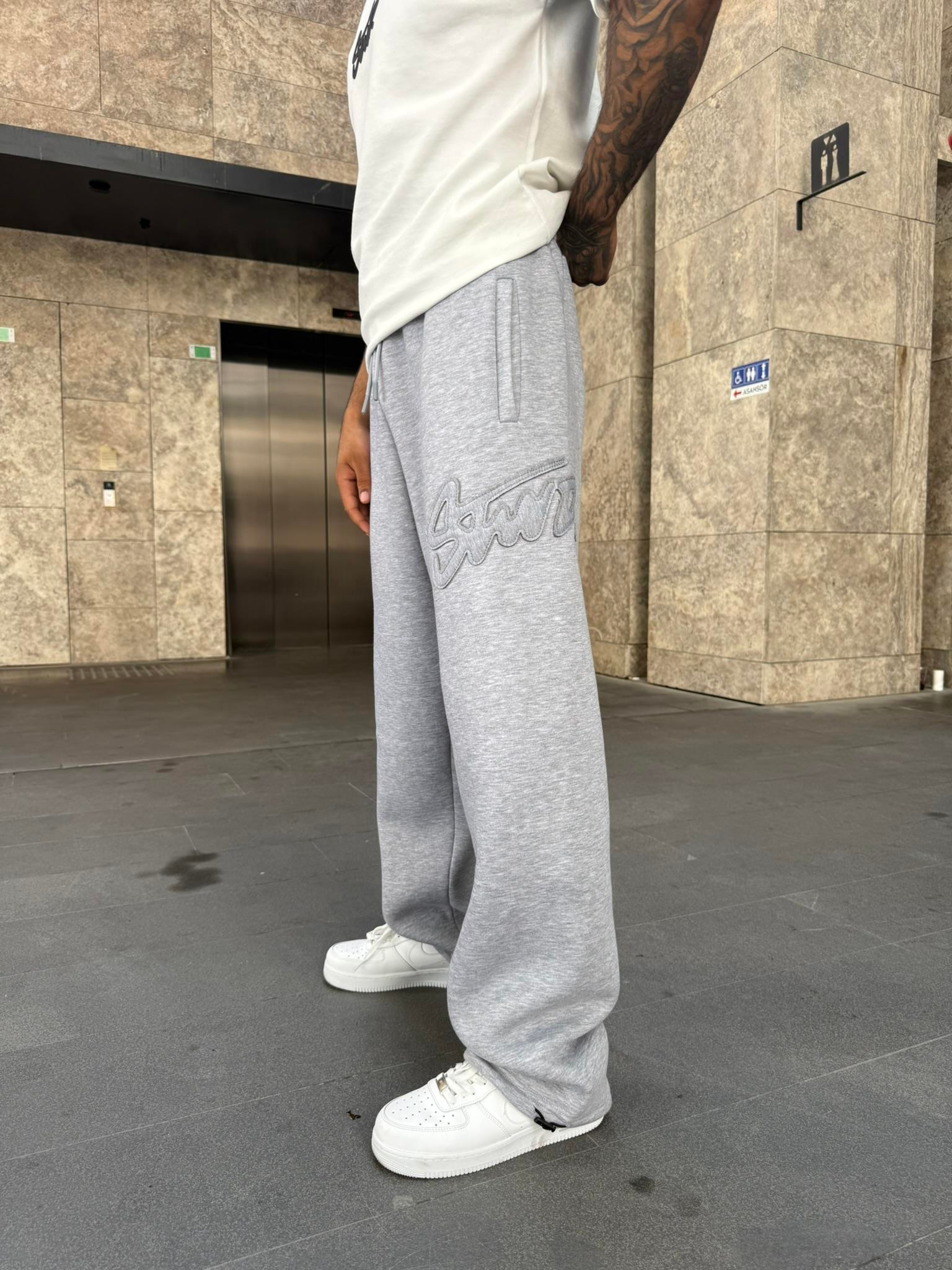 SW Kabartma Yazı Eşofman - Gri