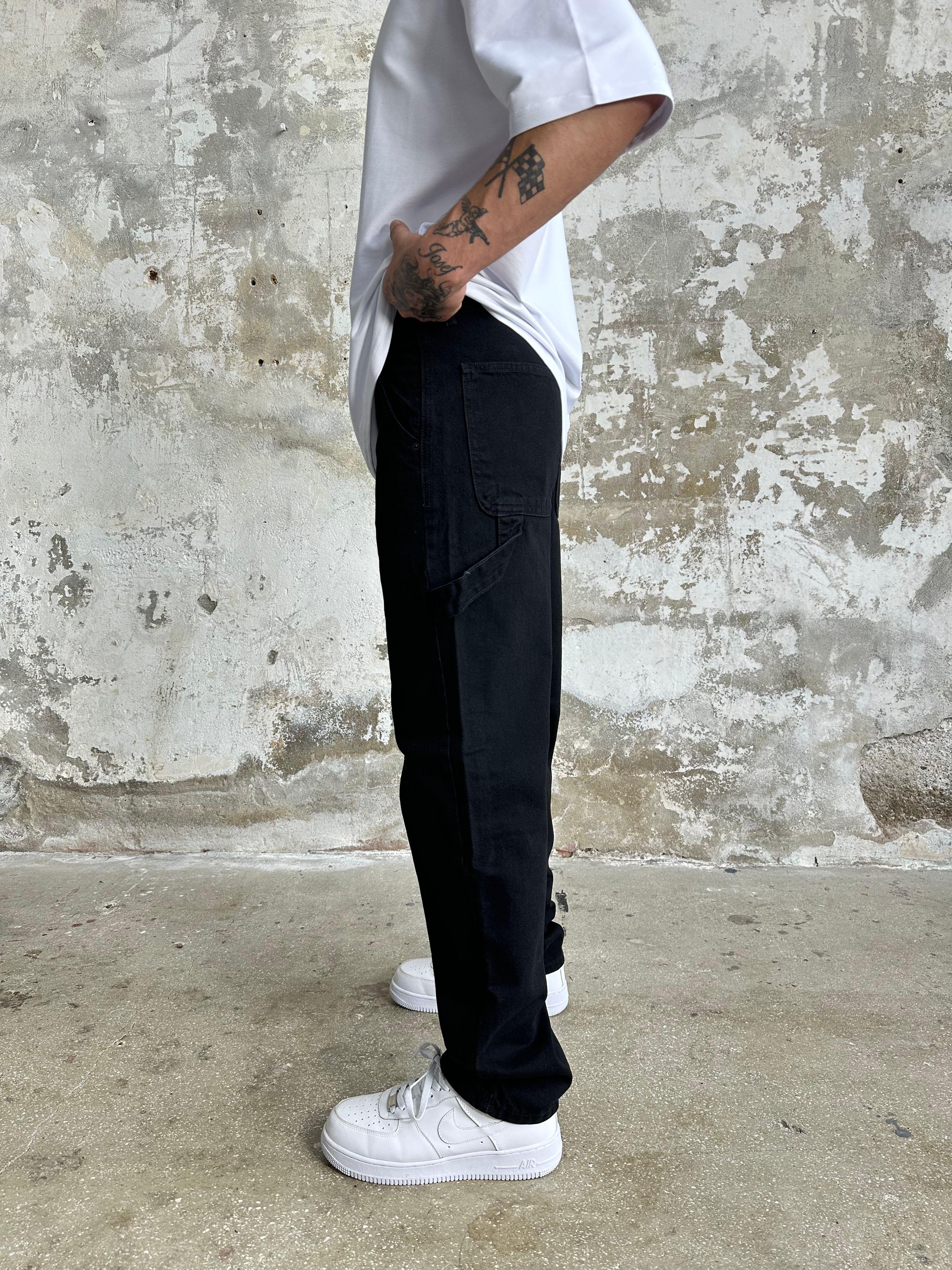Tasarım Kemerli Baggy Pantolon Siyah