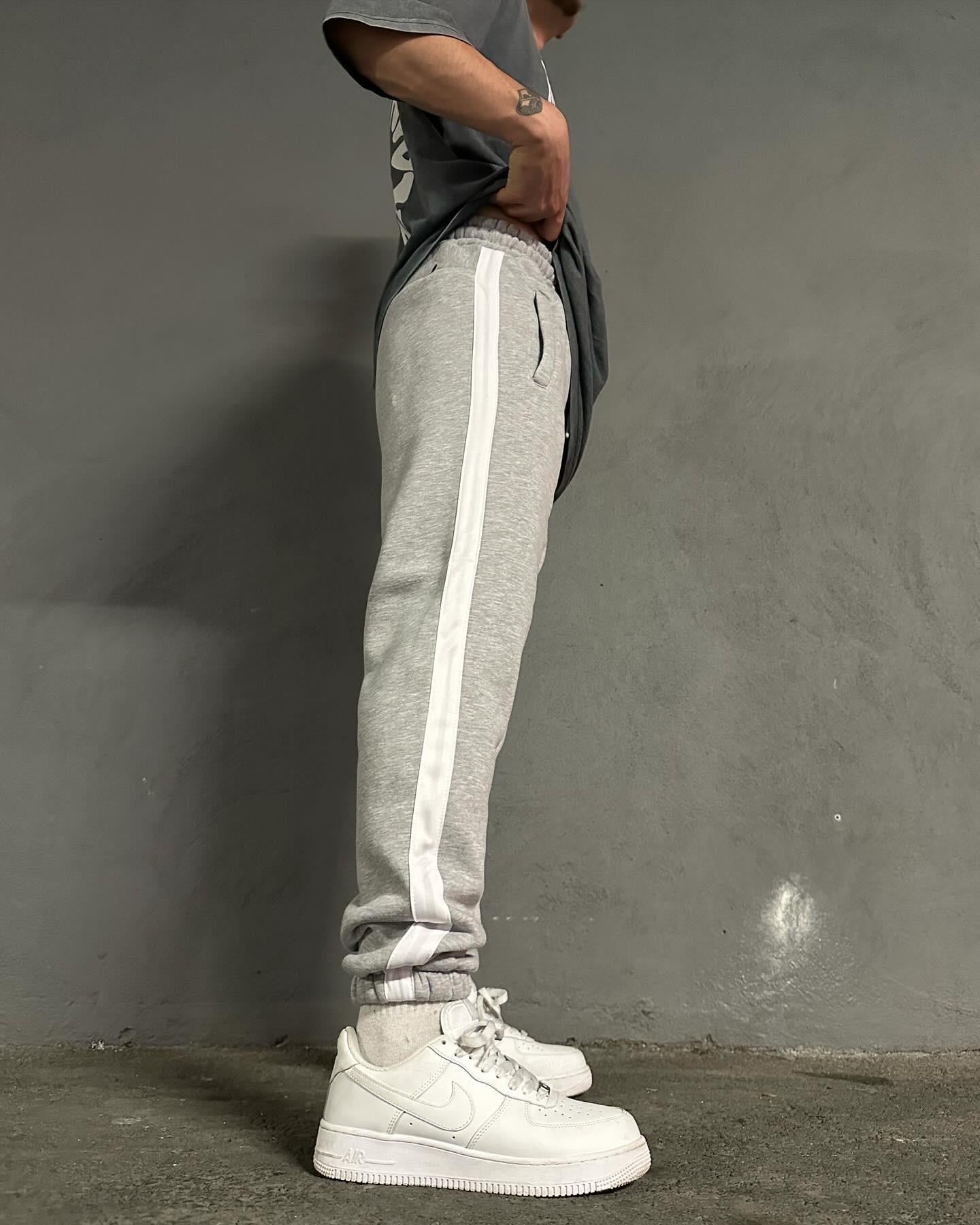 Tek Şerit Jogger Eşofman - Gri