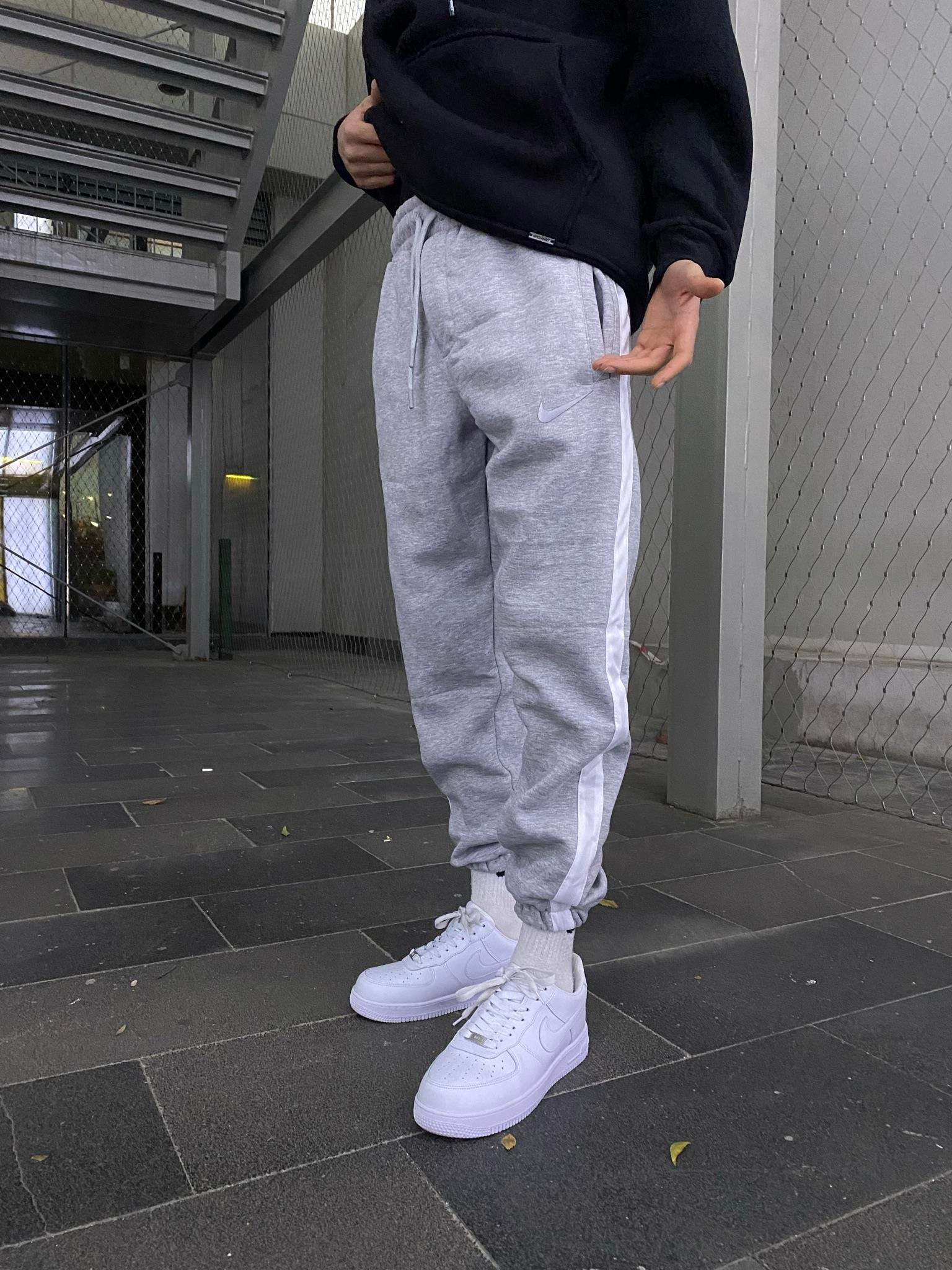 Tek Şerit Jogger Eşofman - Gri