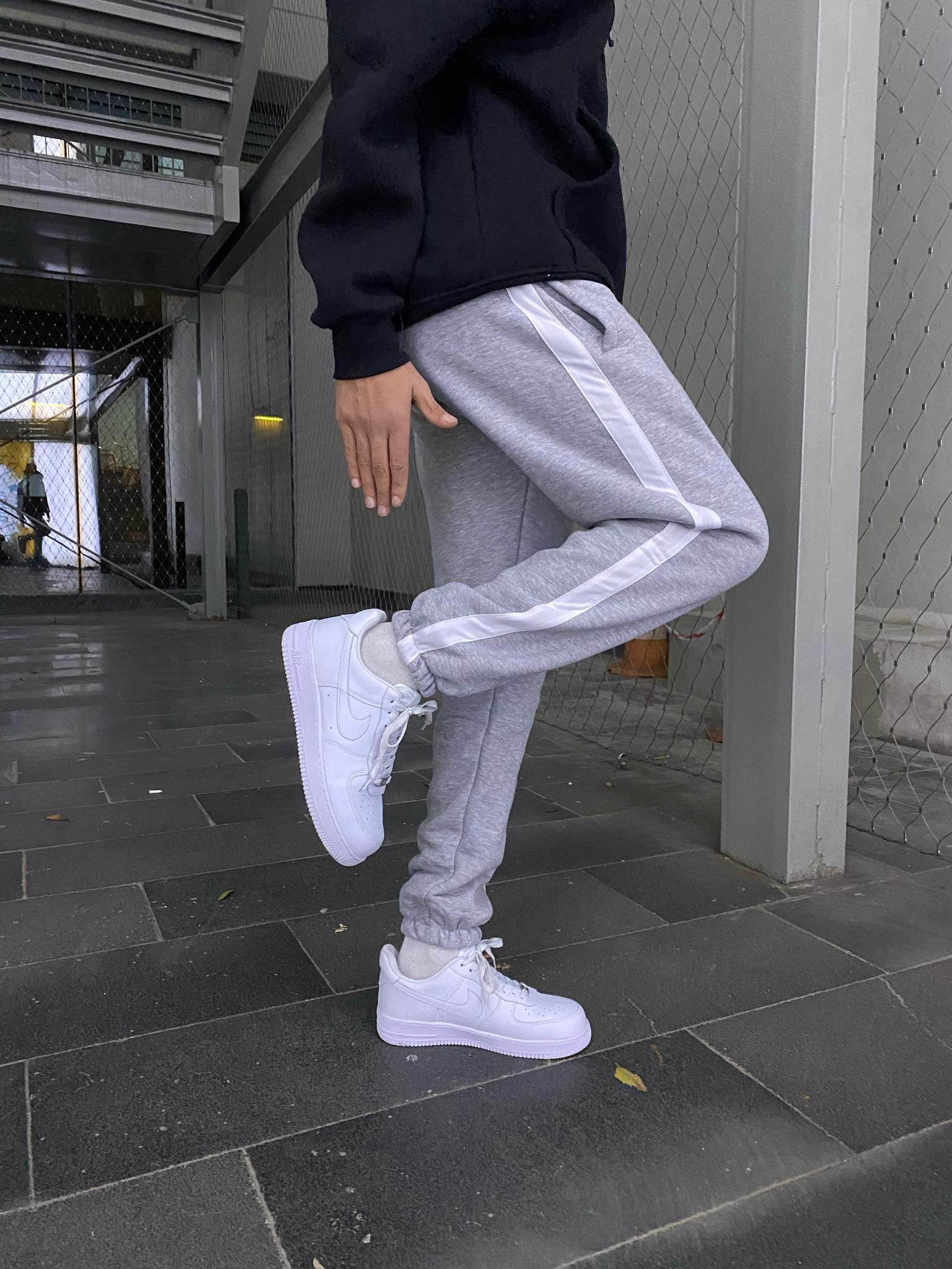 Tek Şerit Jogger Eşofman - Gri