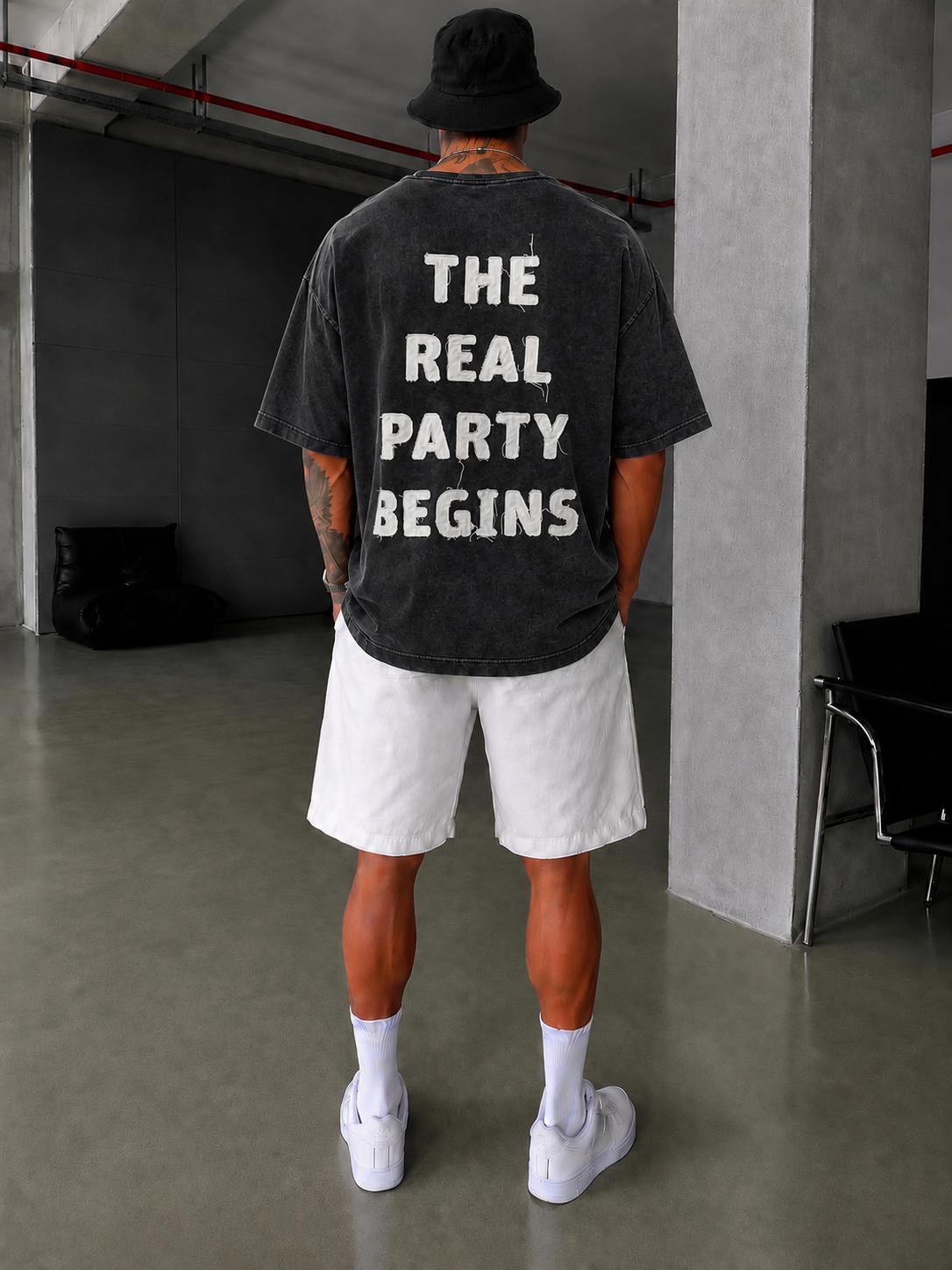 The Real Party Begins Oversize T-shirt - Siyah