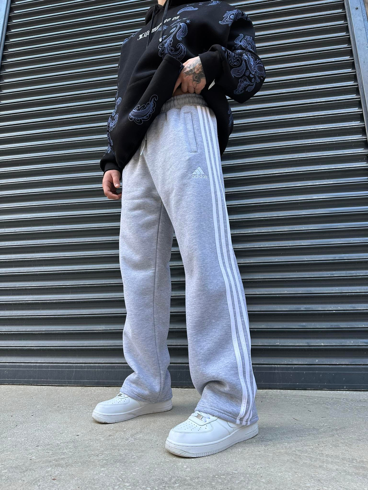 Üç Şerit Baggy Eşofman - Gri