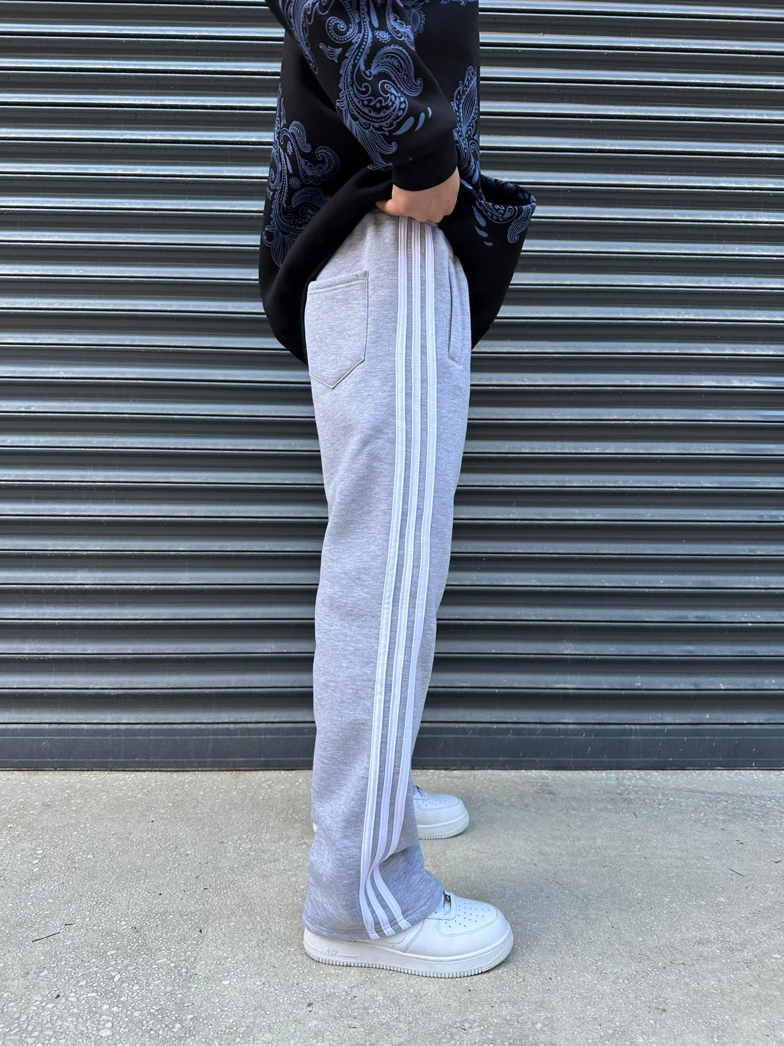 Üç Şerit Baggy Eşofman - Gri