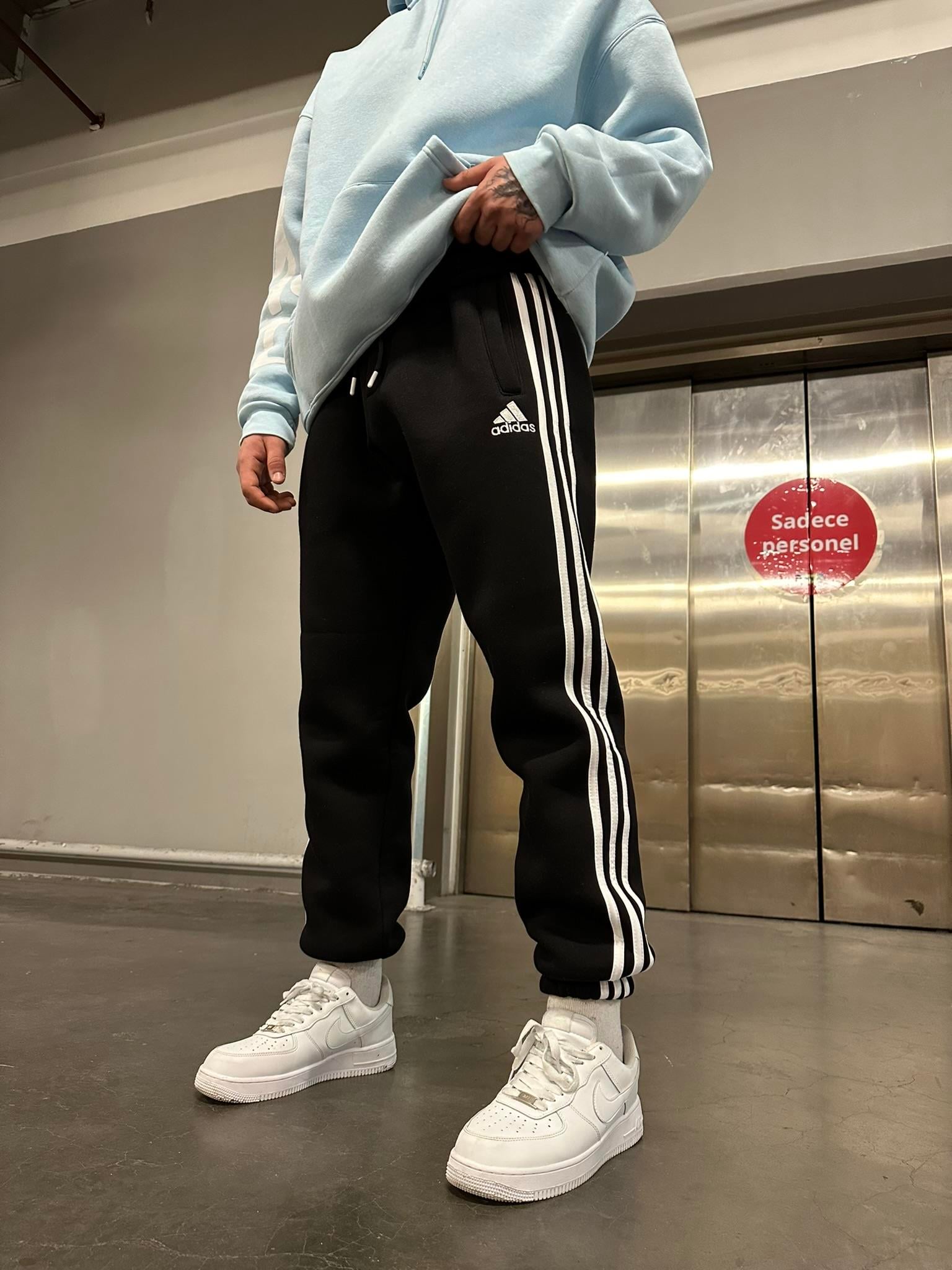 Üç Şerit Jogger Eşofman - Siyah