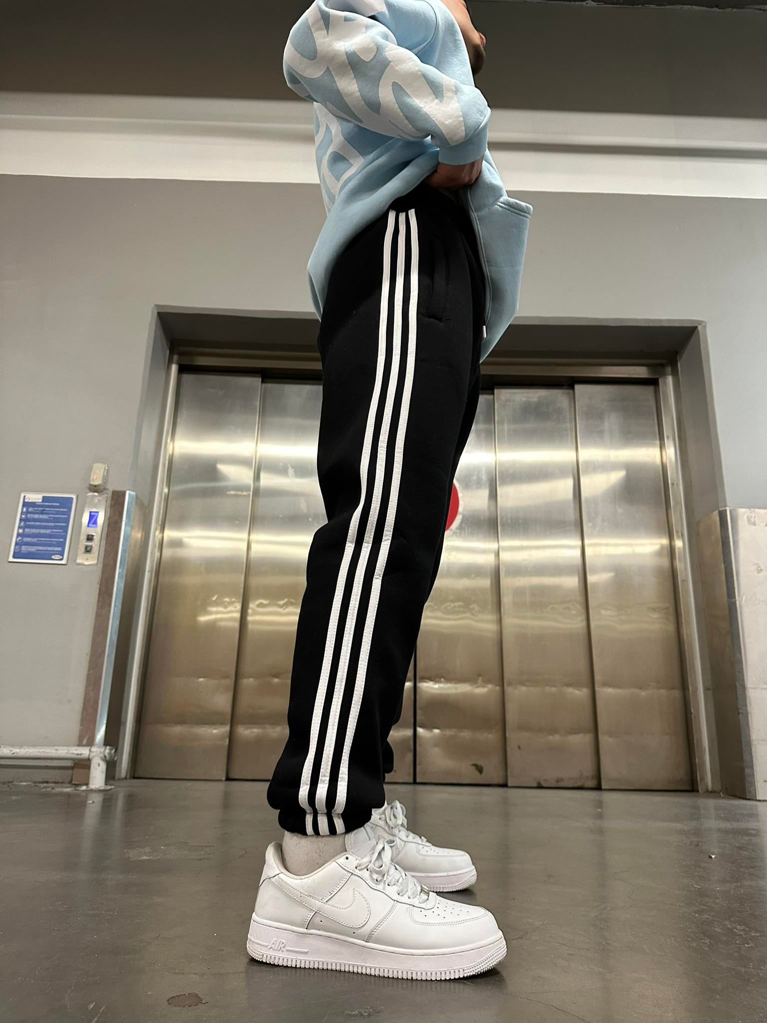 Üç Şerit Jogger Eşofman - Siyah