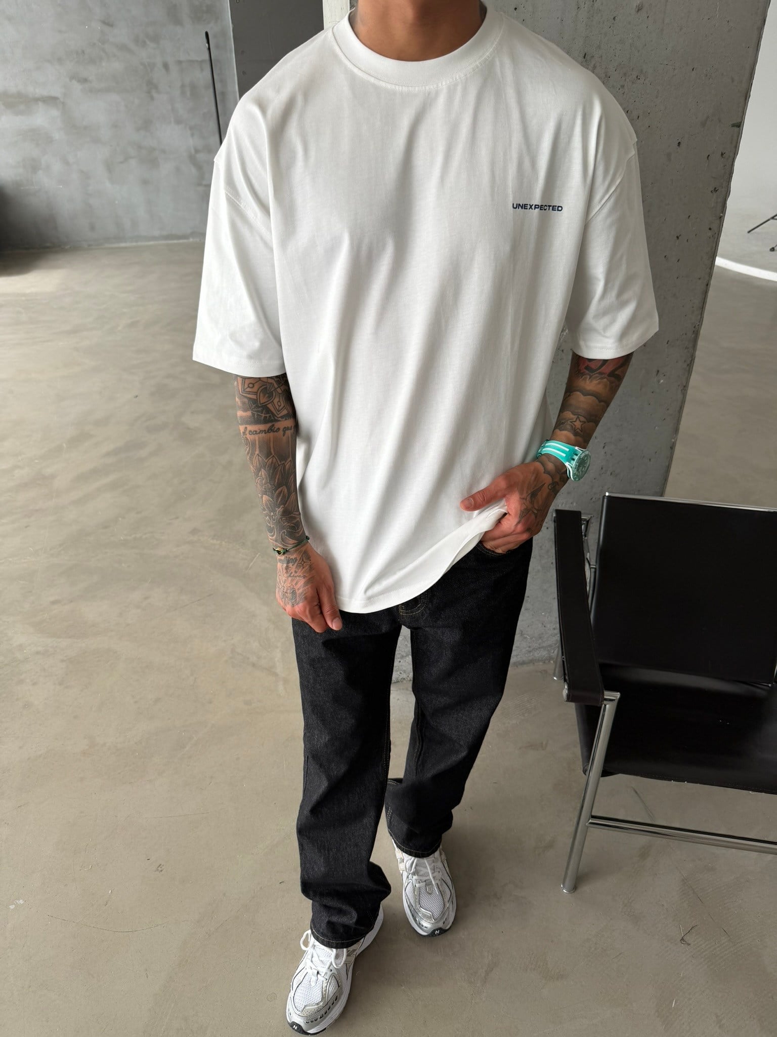 Unexpexted Baskılı Premium T-Shirt - Beyaz