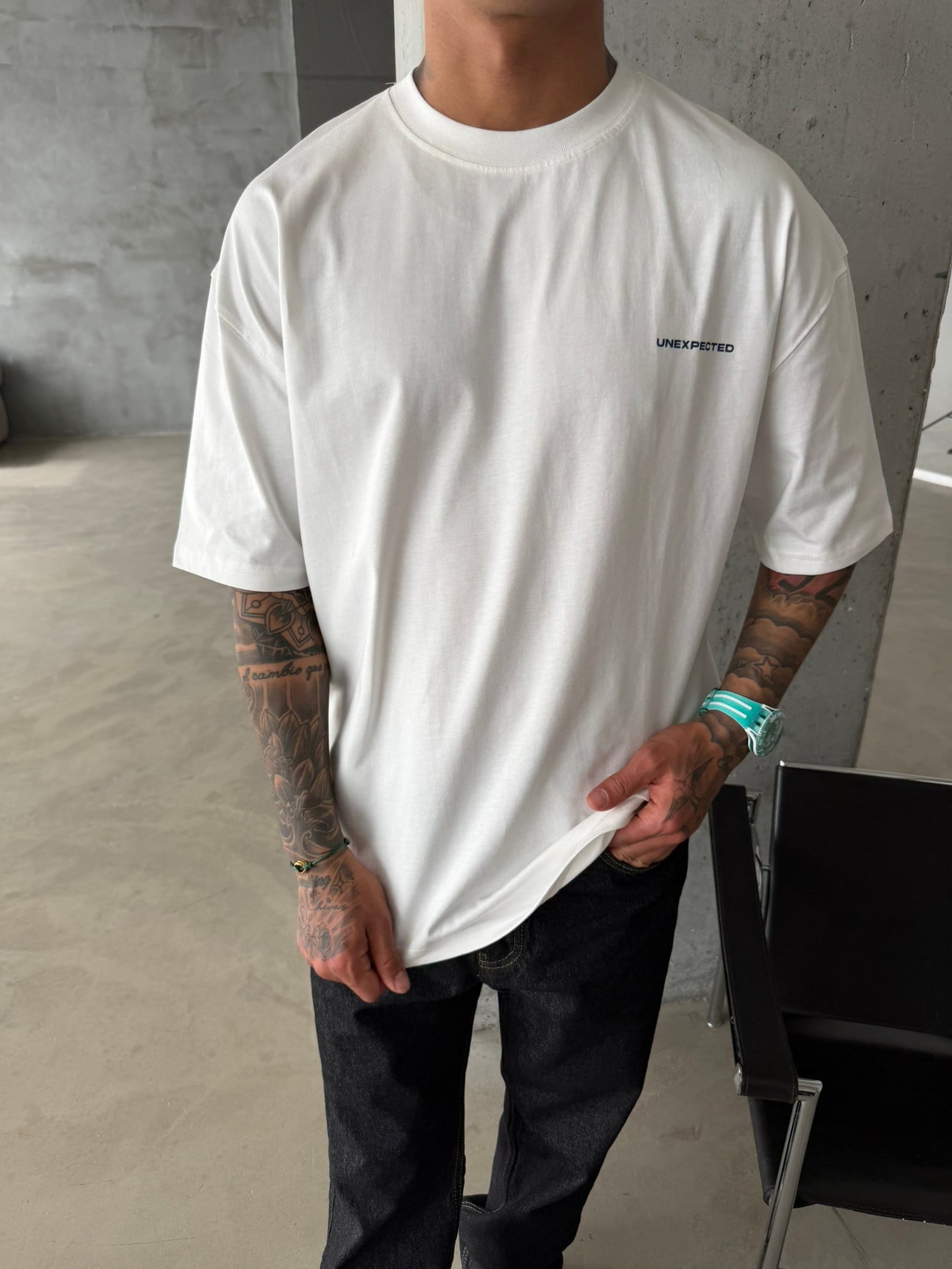 Unexpexted Baskılı Premium T-Shirt - Beyaz