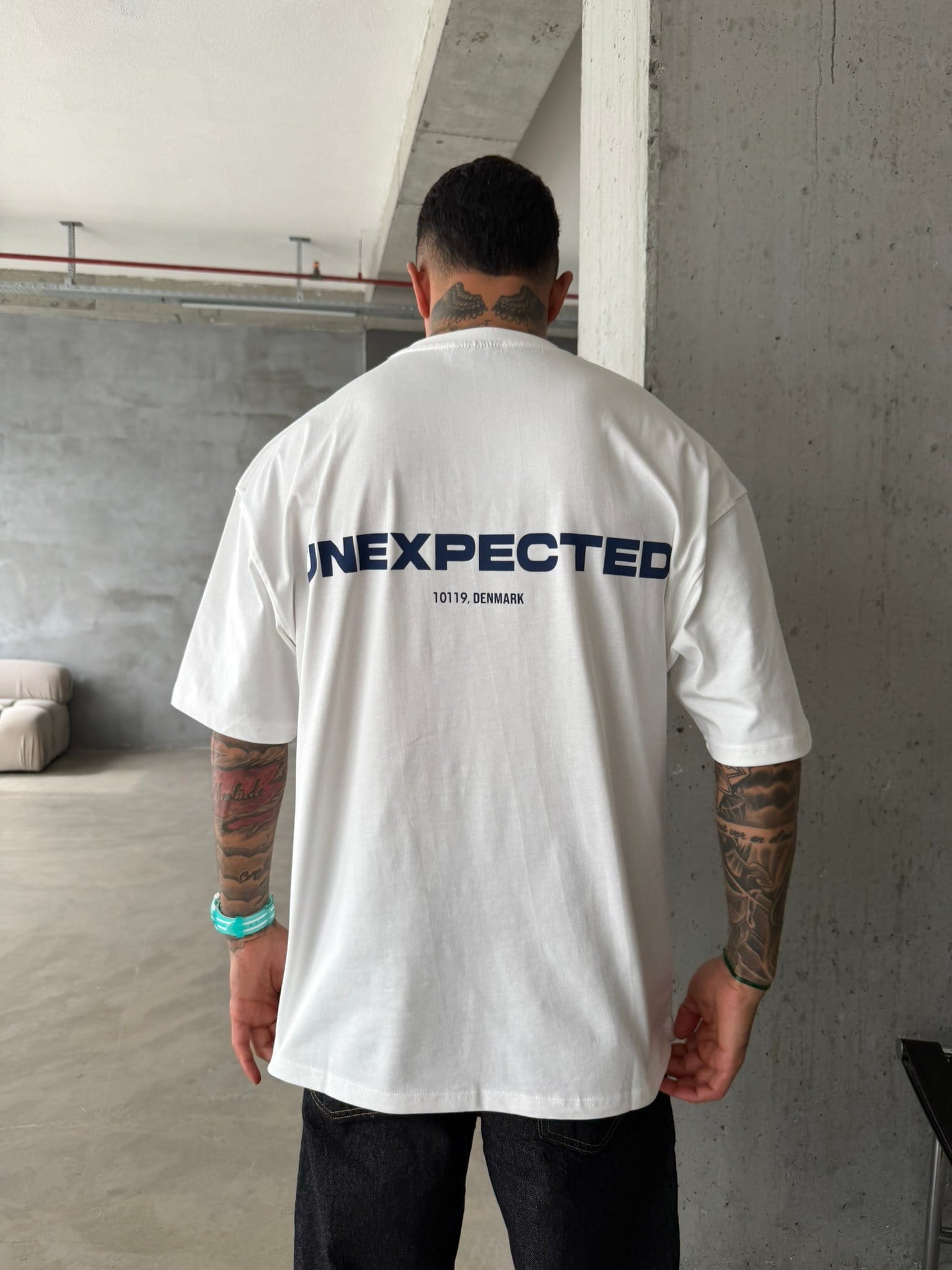 Unexpexted Baskılı Premium T-Shirt - Beyaz