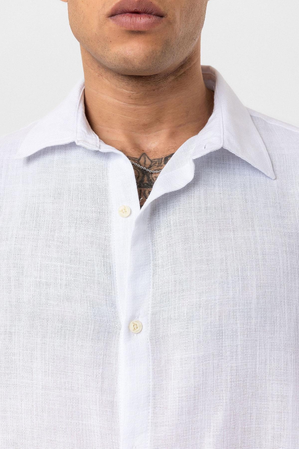 Uzun Kollu Basic Oversize Gömlek - Ekru